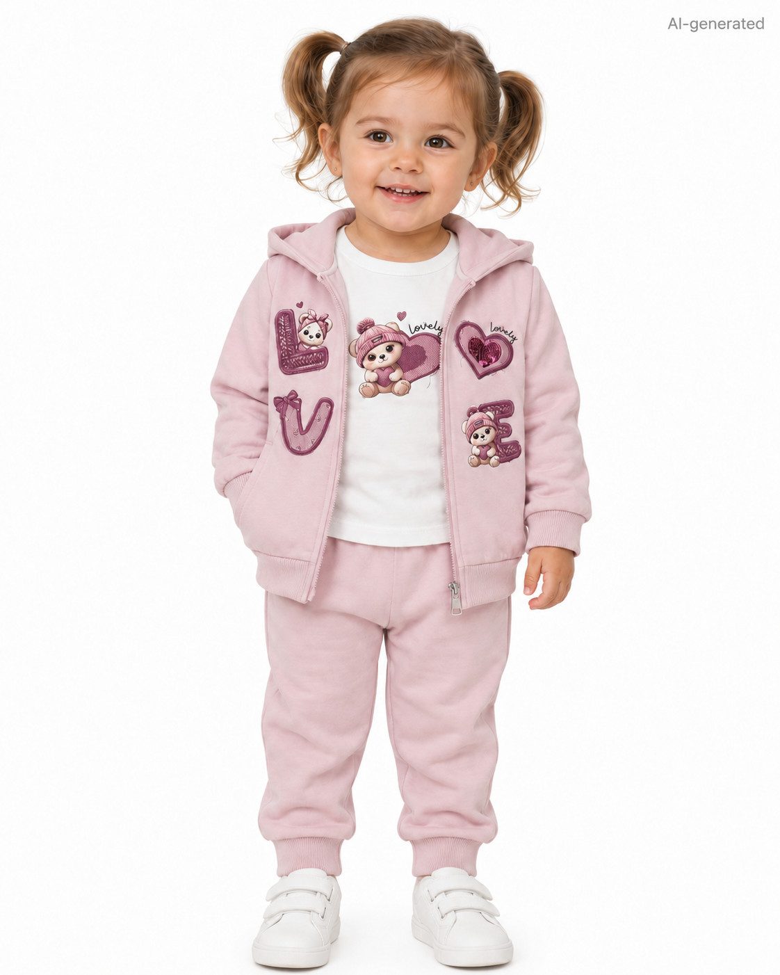 Girls Fashion Shirt, Hose & Jäckchen 3-teiliges Set mit Kapuzenjacke, Langarmshirt & Jogginghose MF5003 (Set, Kapuzenjacke, Langarmshirt & Jogginghose)