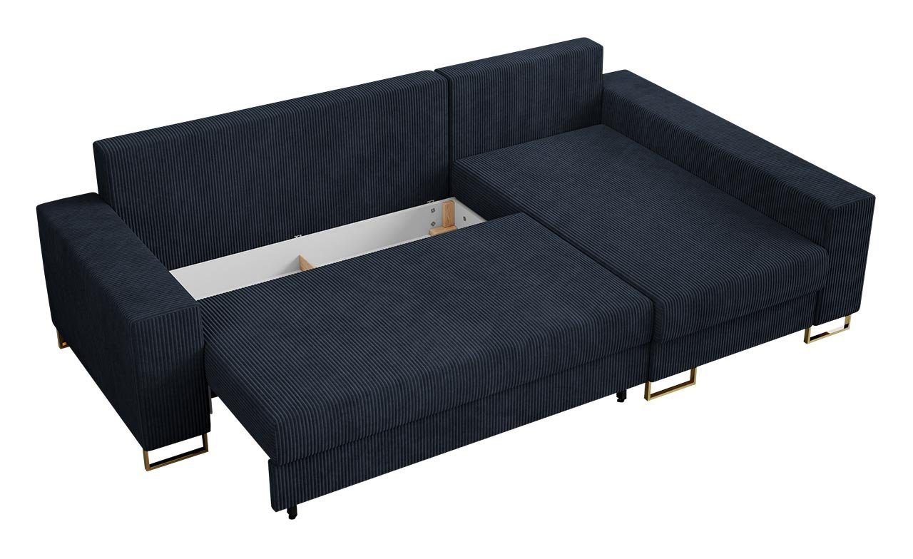 Lincoln MÖBEL Couch DORIAN, L-Form Ecksofa Kissen Stil, Modern mit lose MKS Dunkelblau Schlaffunktion,