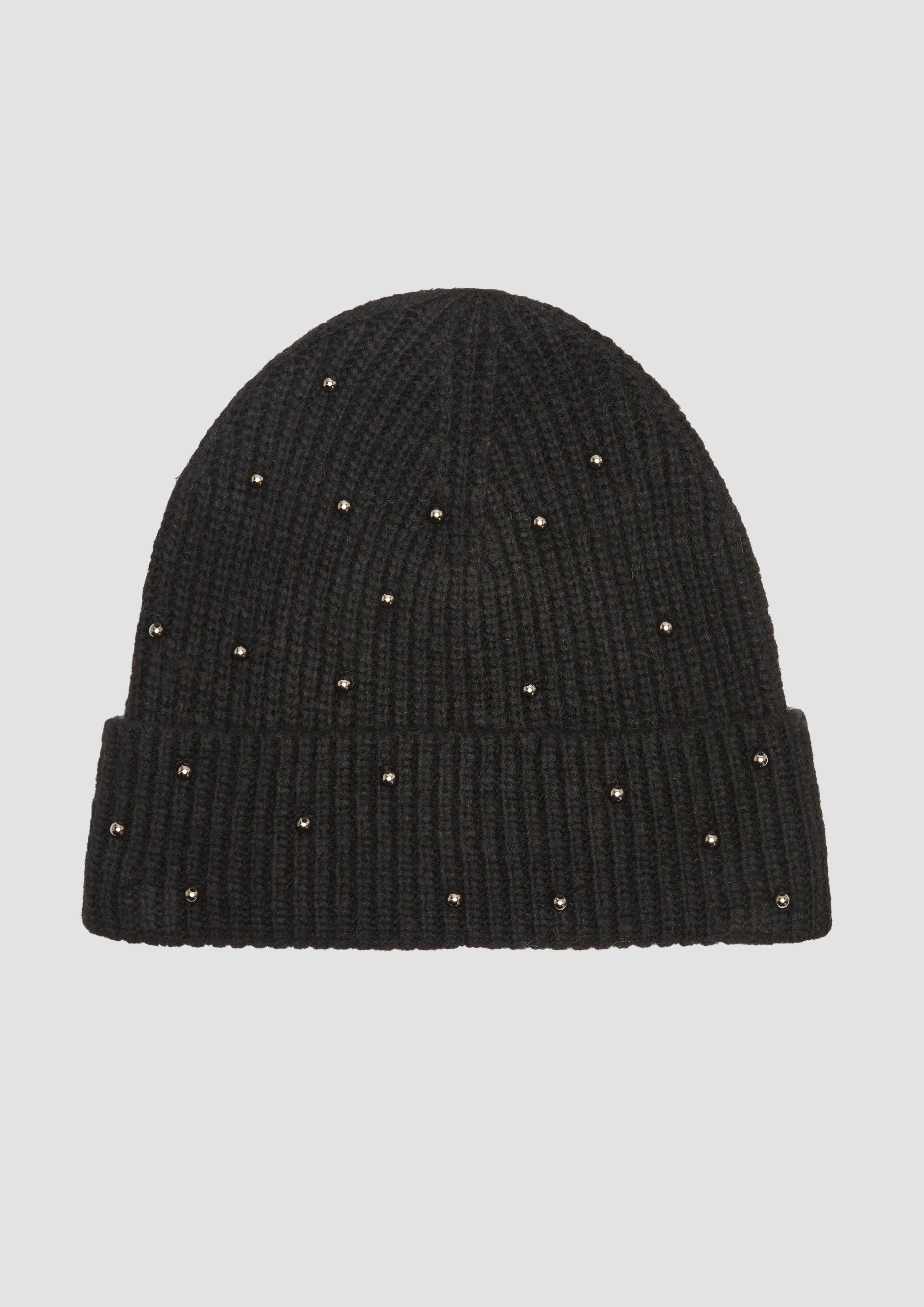 Strickmütze Gestrickte Beanie mit Schmuckperlen