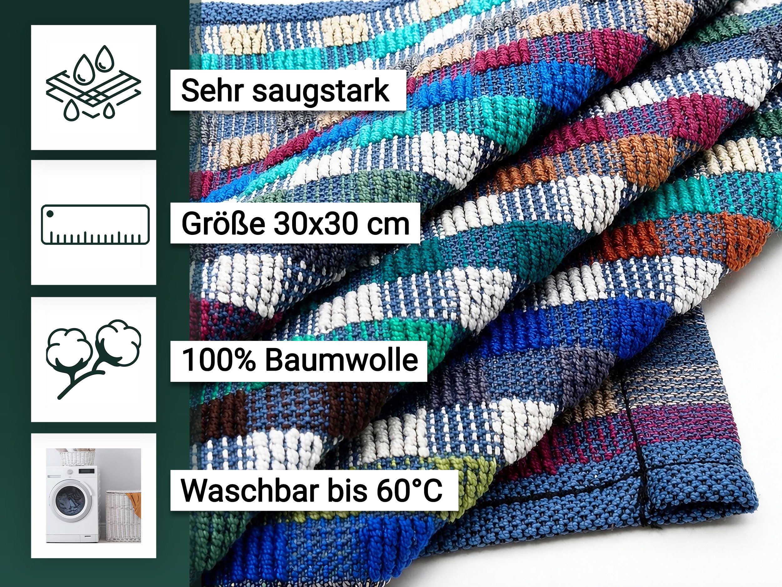 ZOLLNER Seiftuch, (10-St), 30 x 30 cm, 100% Baumwolle