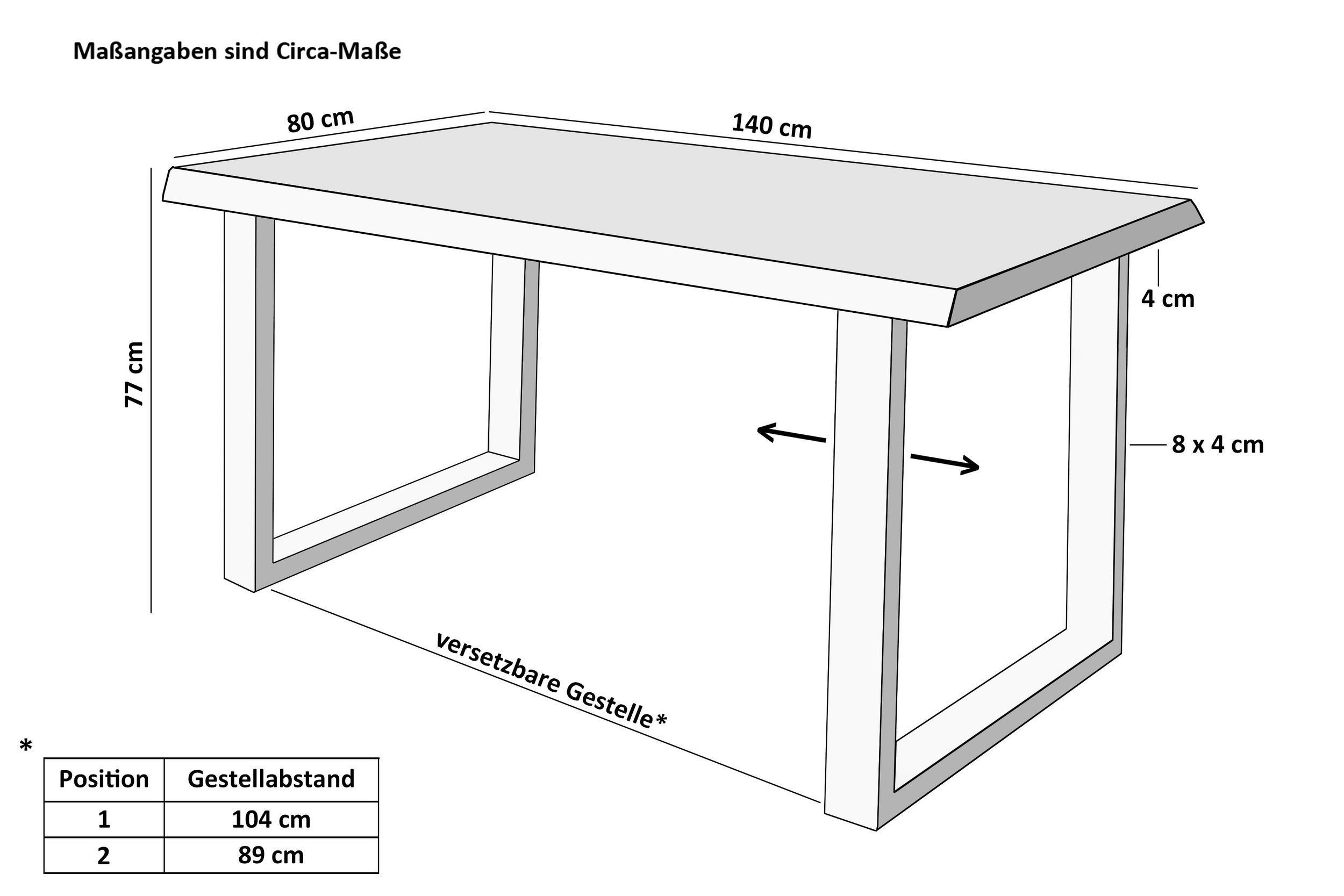 SAM® Essgruppe Juwel, Holz Wildeiche Optik, Metallgestell, Baumkante und Stühle
