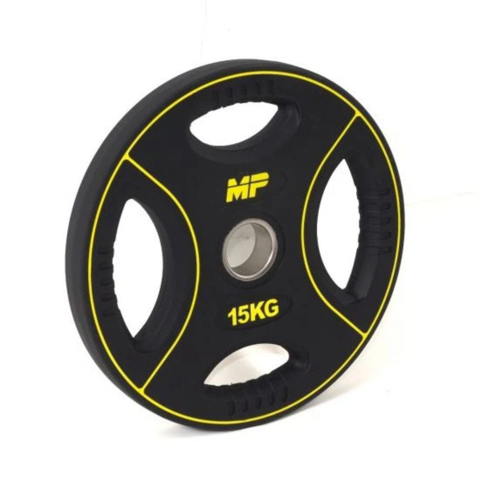 Muscle Power Hantelscheibe Muscle Power PU 4-Grip Hantelscheibe 15 kg - 50 mm