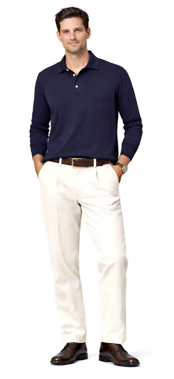 Polo Ralph Lauren Langarm-Poloshirt Herren Hemd Luxus Pima Cotton Slim Cut Perlmuttknöpfe, Gerader Saum, Brusttasche, Pima Cotton