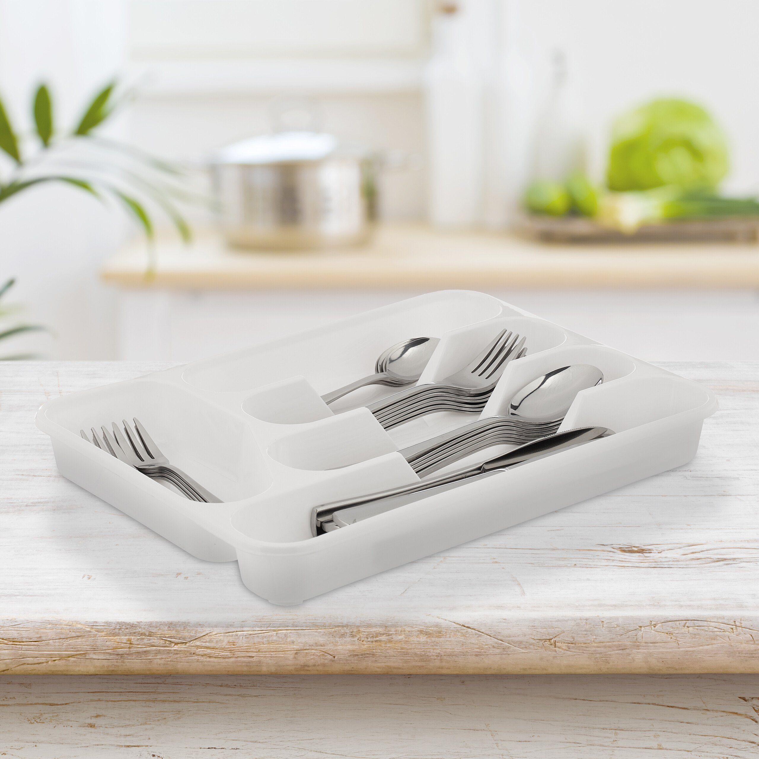 relaxdays Besteckkasten Weißer Besteckkasten im 4er günstig online kaufen