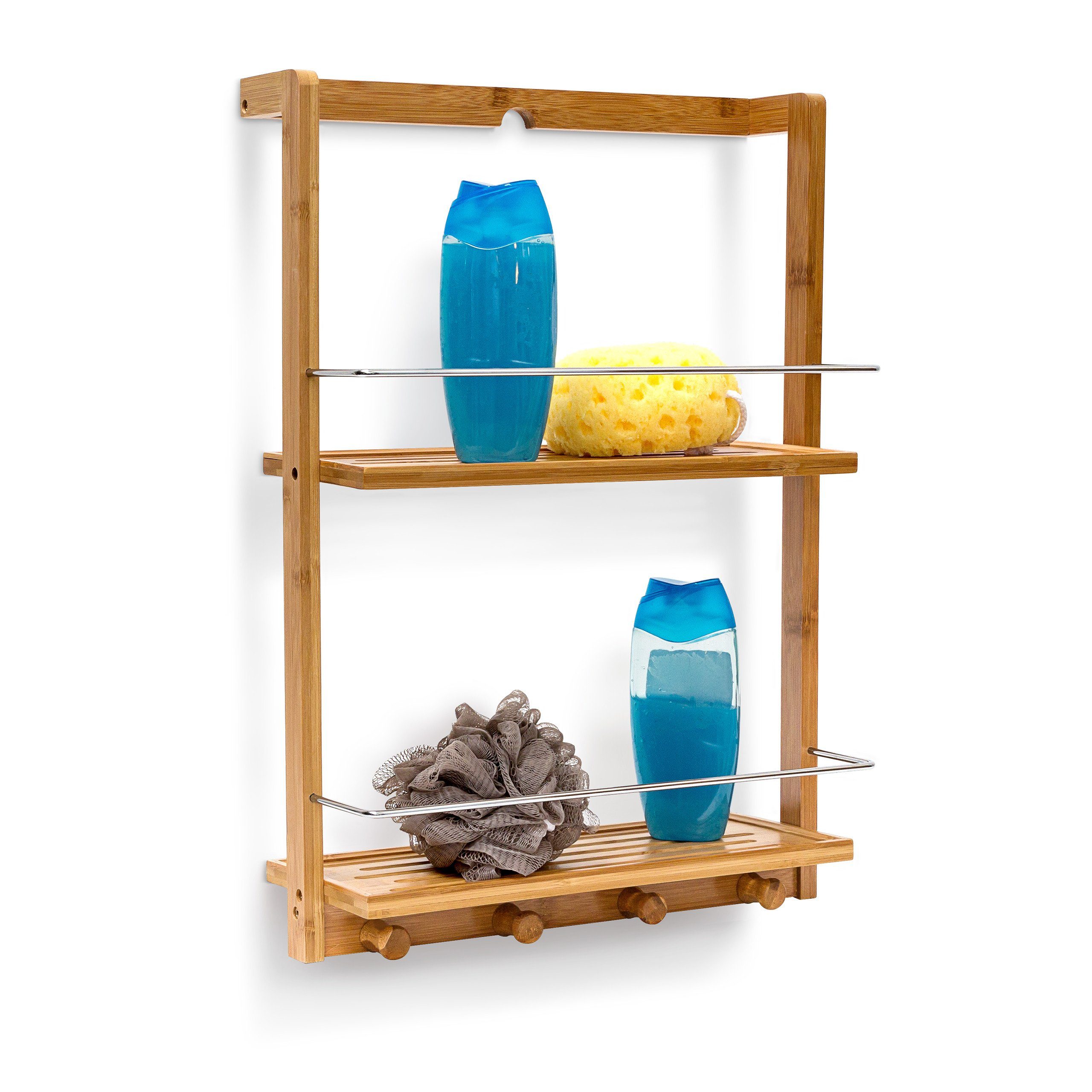 relaxdays Duschregal Bambus 2 Ablageböde günstig online kaufen