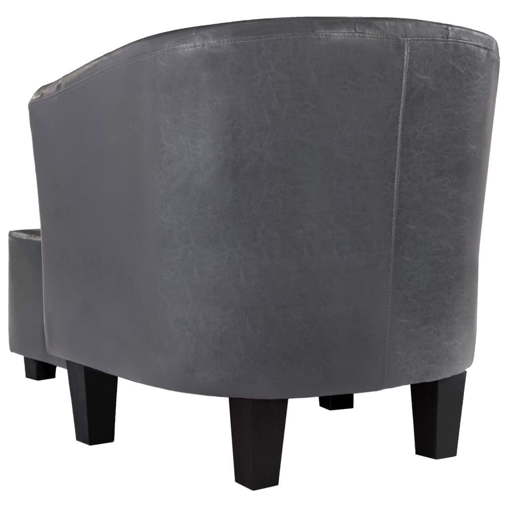 vidaXL Sessel Sessel mit Fußhocker (1-St) Grau Kunstleder