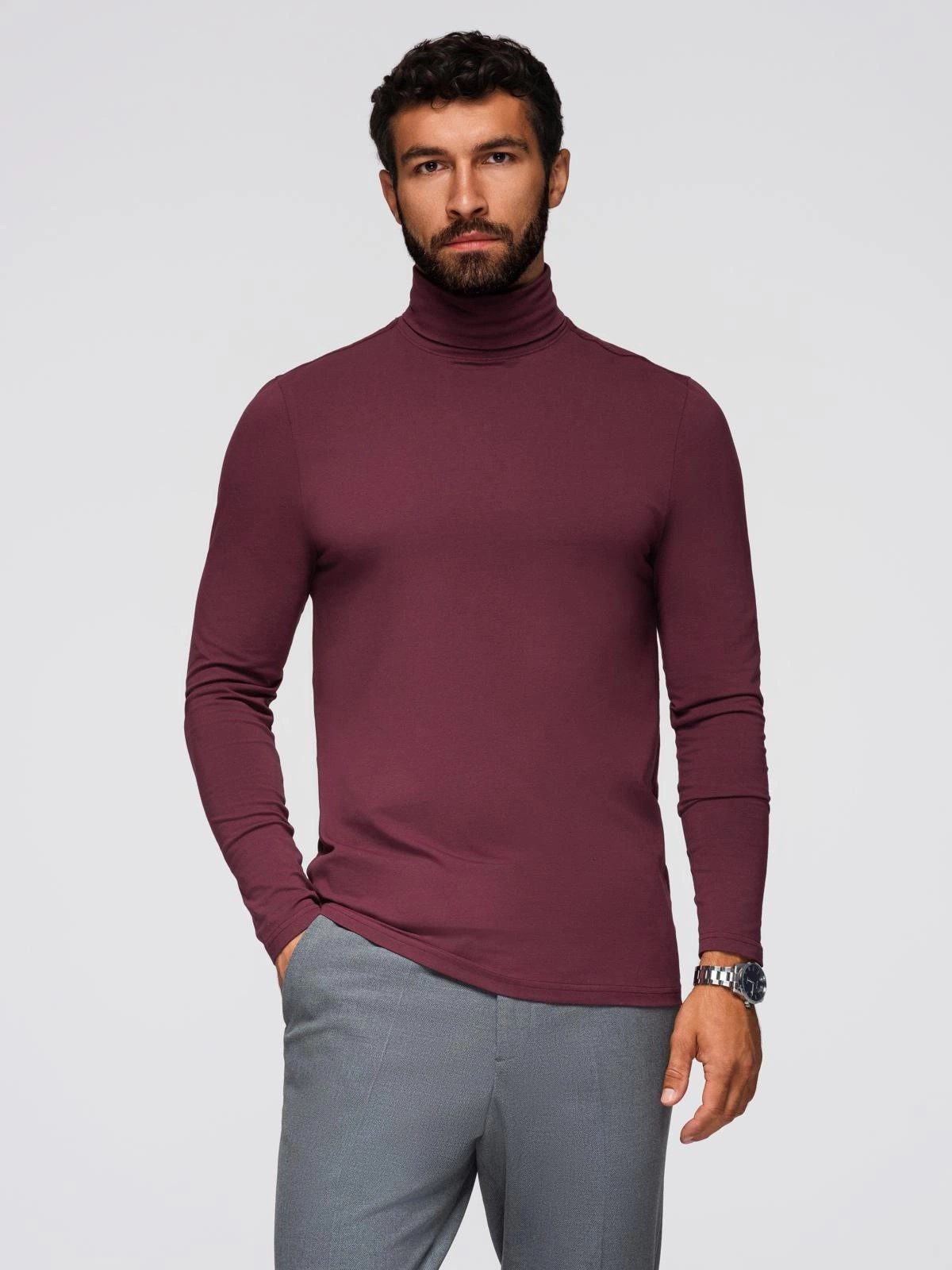 OMBRE Rollkragenpullover Unifarbenes Herren-Longsleeve mit Rollkragen günstig online kaufen