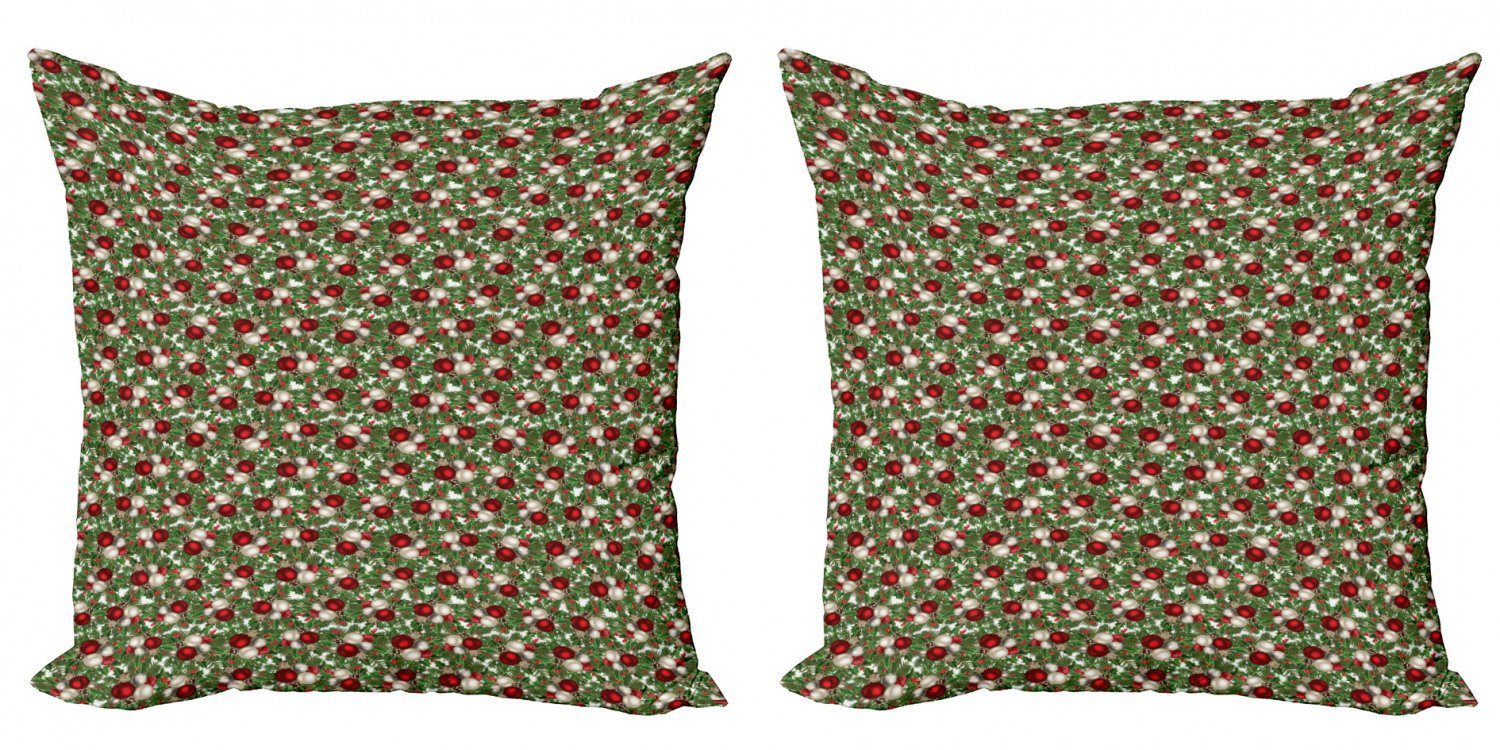 Kissenbezüge Modern Accent Doppelseitiger Digitaldruck, Abakuhaus (2 Stück), Weihnachten Bälle Holly Alt