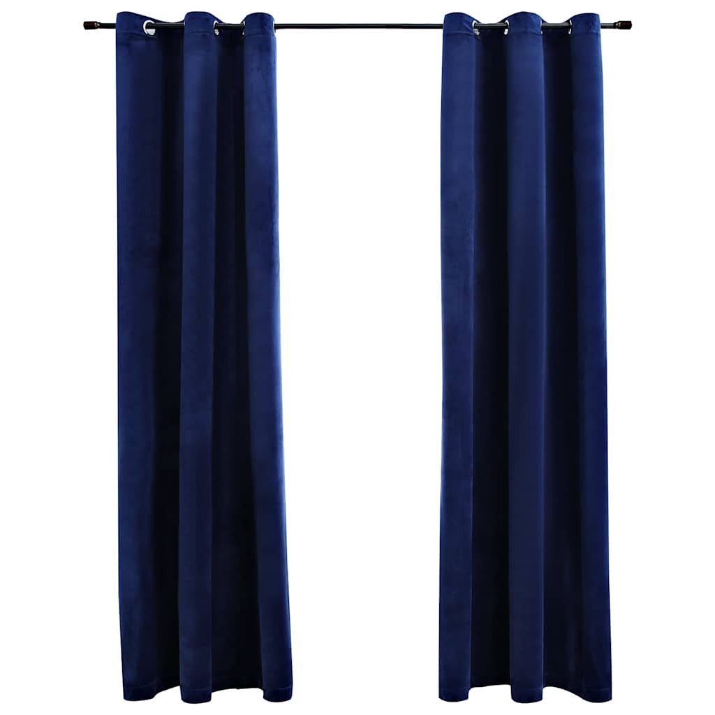 vidaXL Vorhang 134828 Blackout Curtains with Rings 2 pcs Navy Blue 37"x63" Velvet (U (2 St)