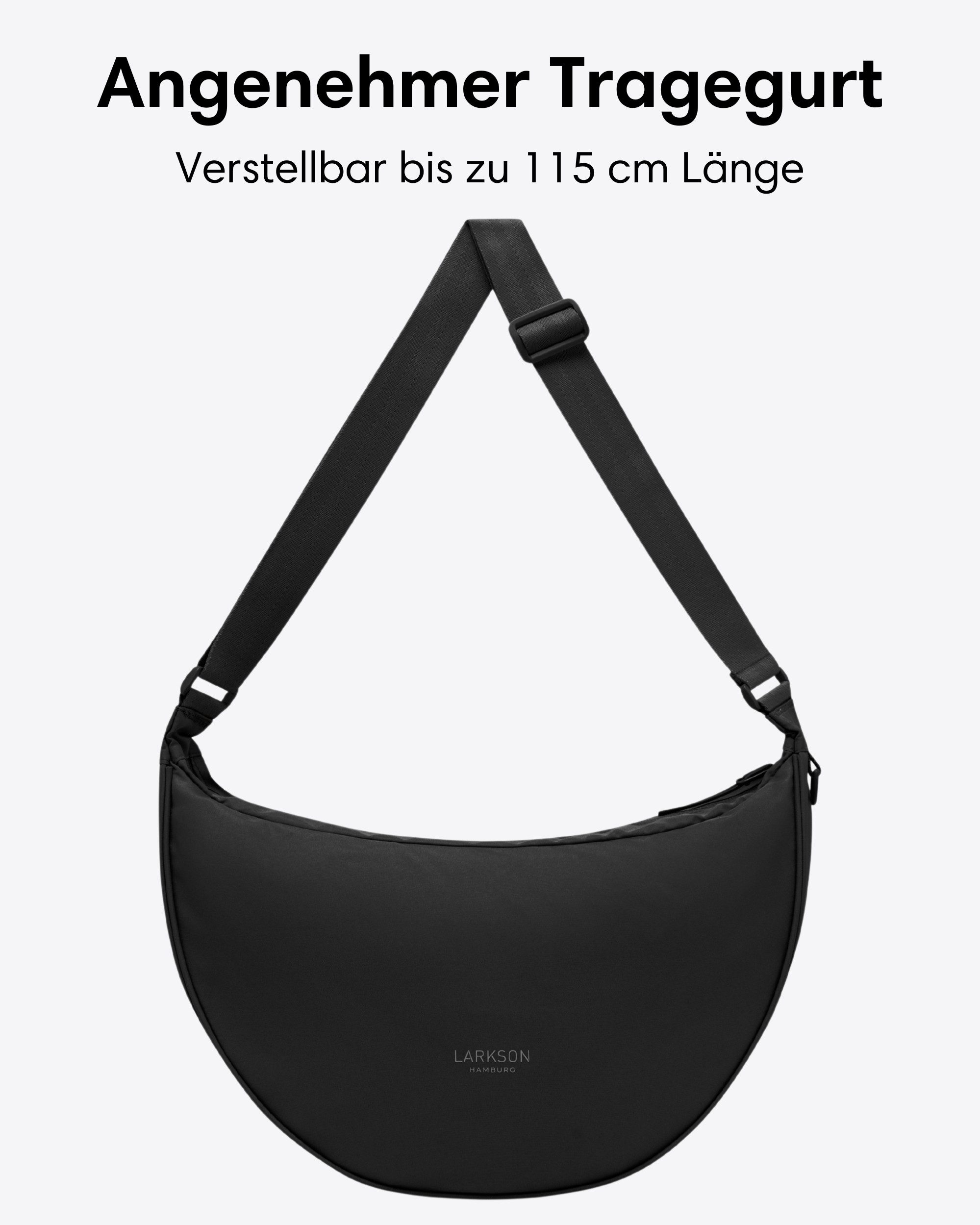 LARKSON Umhängetasche Solveig Large Halbmondtasche für Damen und Herren, Große Crossbody Bag in Halbmond Form