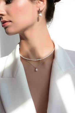 Gaura Pearls Perlenkette Duo, leicht, Silberkette & Anhänger, weiß, echte Süßwasserzuchtperlen, 925er rhodiniertes Silber