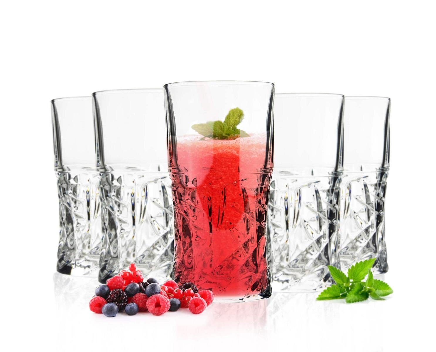 Sendez Longdrinkglas 6er Set Trinkgläser mit edlem Schliff 250ml, 6-tlg., Glas