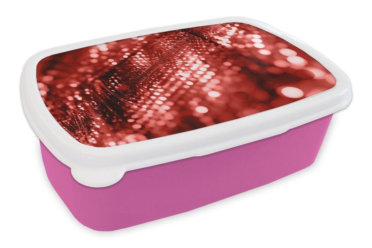MuchoWow Lunchbox Glitzernder Stoff, Kunststoff, für Kunststoff rosa Brotdose (2-tlg), Brotbox Mädchen, Erwachsene, Snackbox, Kinder
