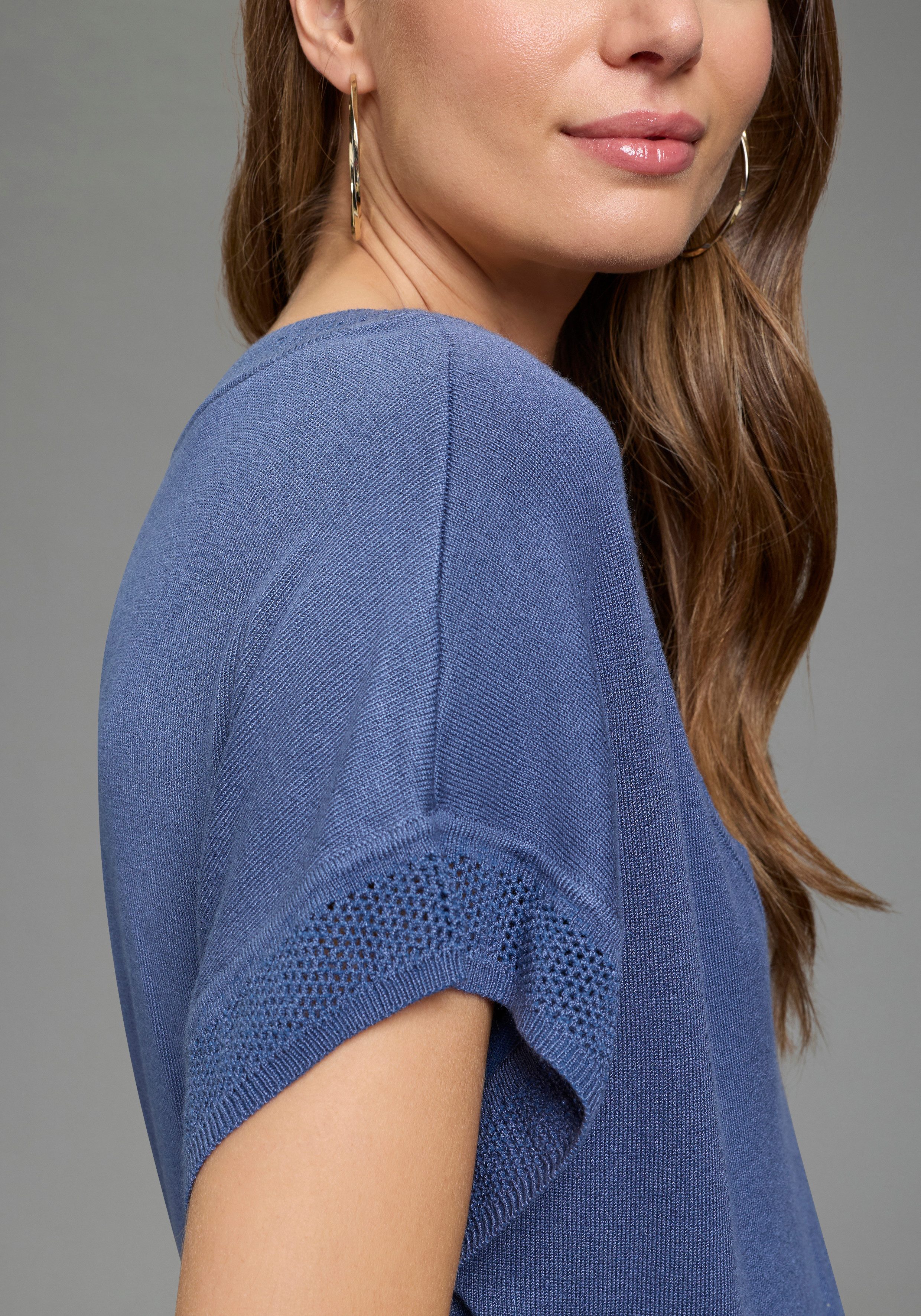 Laura Scott Kurzarmpullover mit sommerlichem Ajourmuster