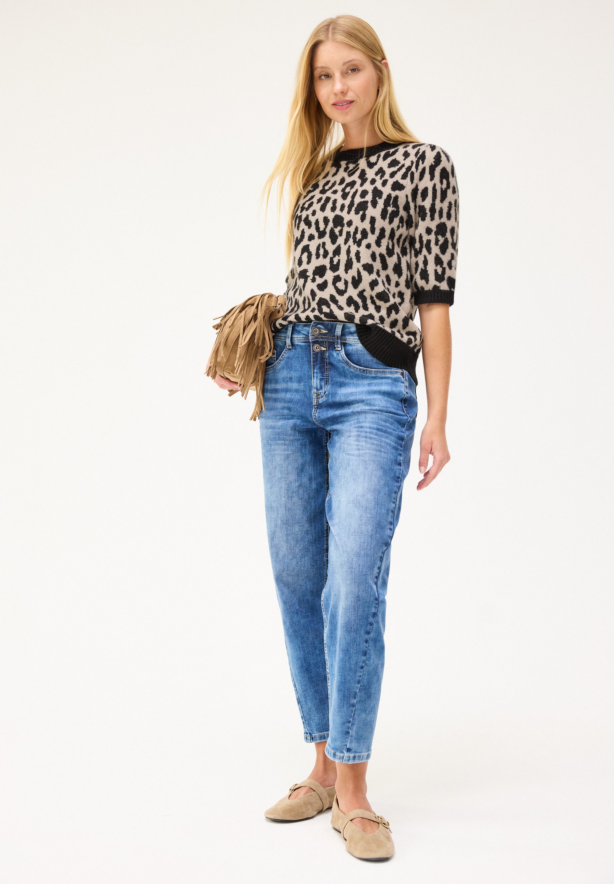 STREET ONE STUDIO Kurzarmpullover mit allover Leoprint