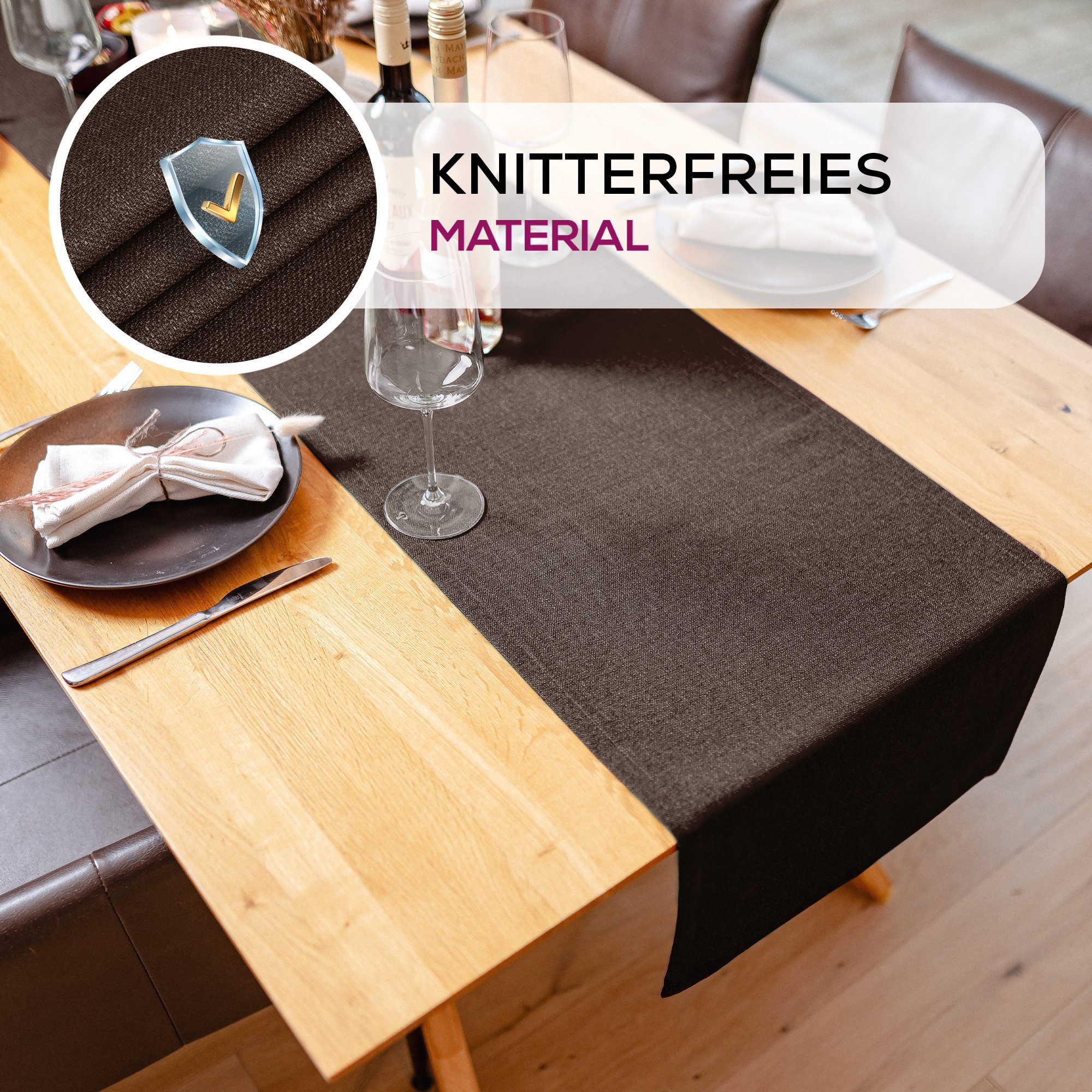 Beautex Tischdecke Lina elegante Leinenoptik, viele Größen und Farben (1-tlg), Schmutzabweisend, knitterarm, sauber umnähmter Saum – Bild 4 von 5