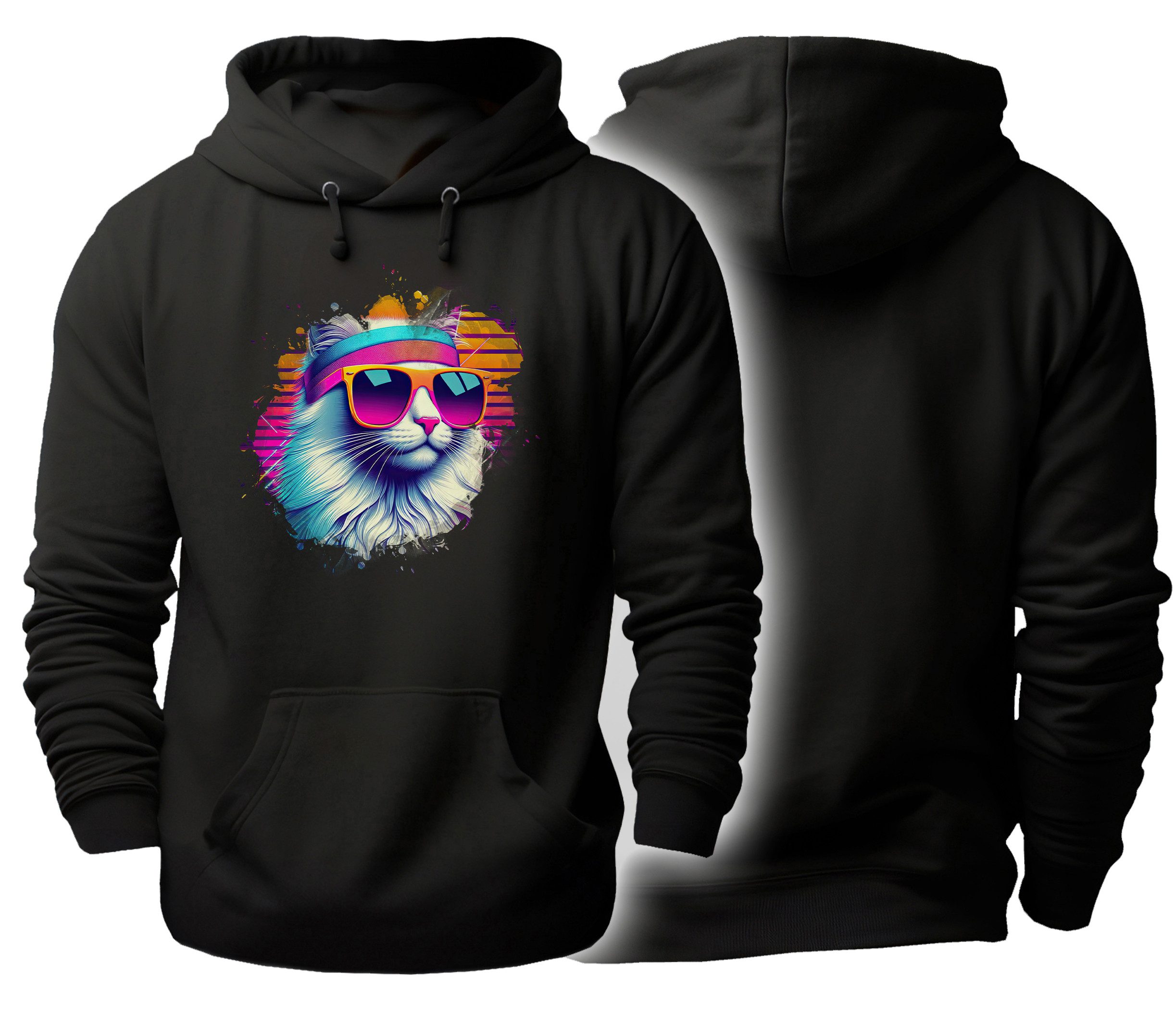 Hoodie Urbaner Streetart Kapuzen Pullover - Katzen Hoodie