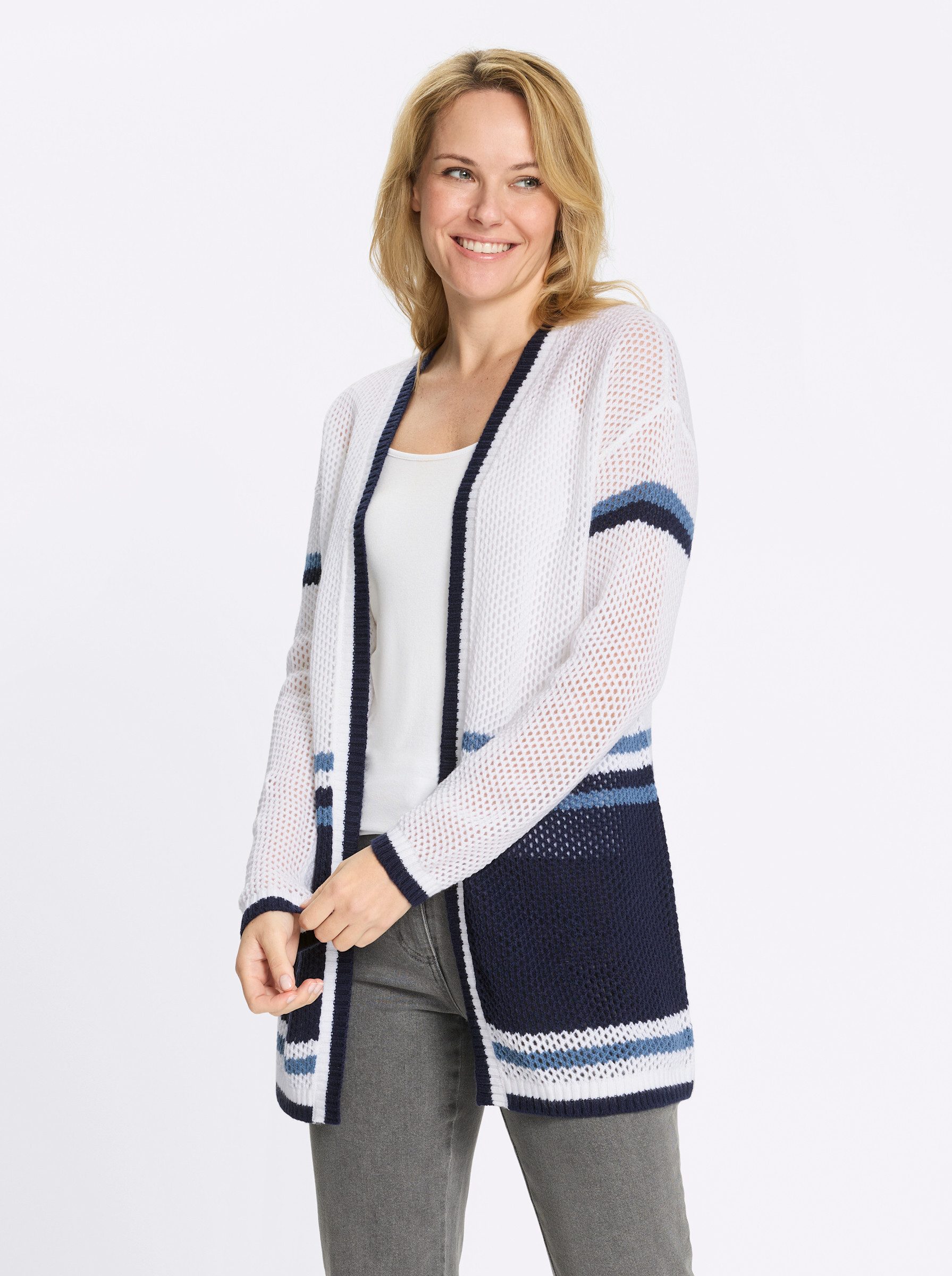 Sieh an! Strickjacke Ajour-Strickjacke Langarm Ajour