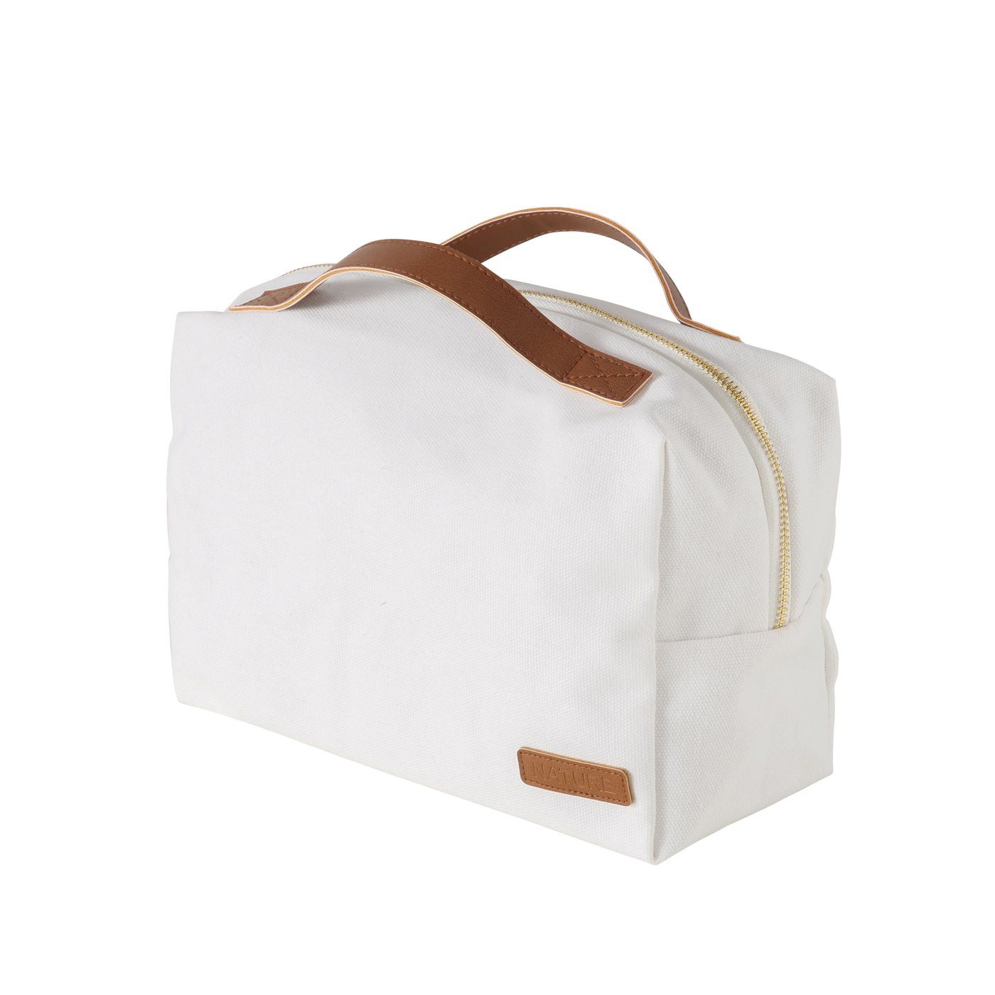 MF Kosmetiktasche Kosmetiktasche Berlin Cremeweiß Braun (1-tlg)