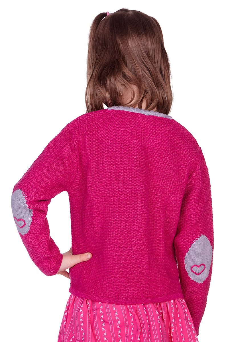 Spieth & Wensky Trachtenjacke Strickjacke Kinder - SCHÄFCHEN - offweiß, pink