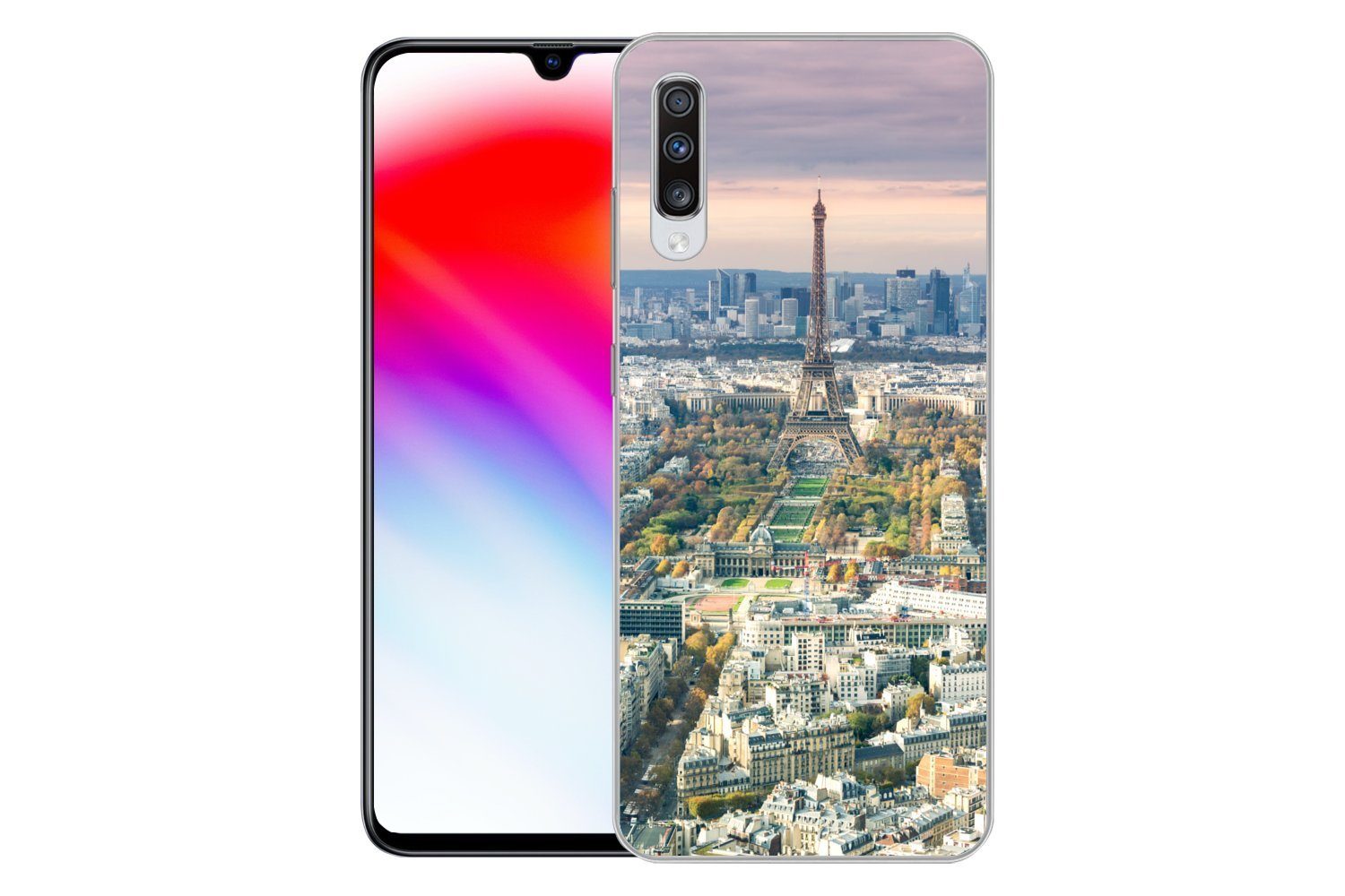 MuchoWow Handyhülle für Samsung Galaxy A70 Paris - Eiffelturm - Stadt, Phone Case, Silikon, Schutzhülle Dünn