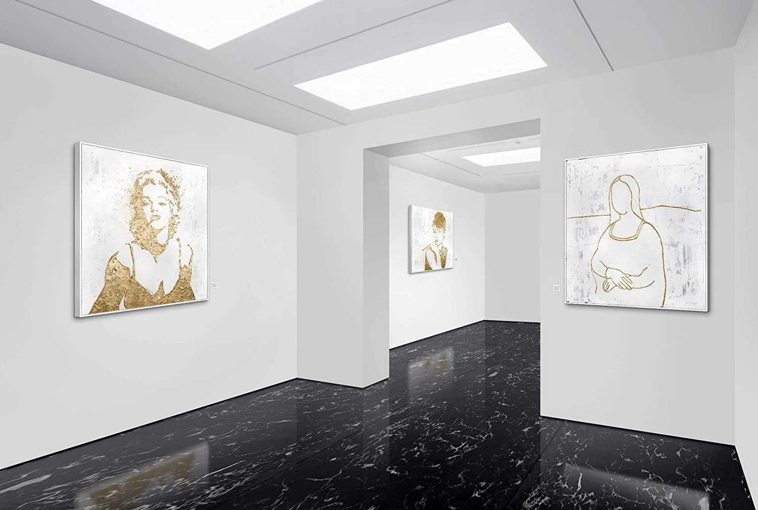 Leinwand Audrey, Bild Audrey Abstraktes YS-Art Handgemalt Rahmen mit Hepburn Gold Menschen, Gemälde