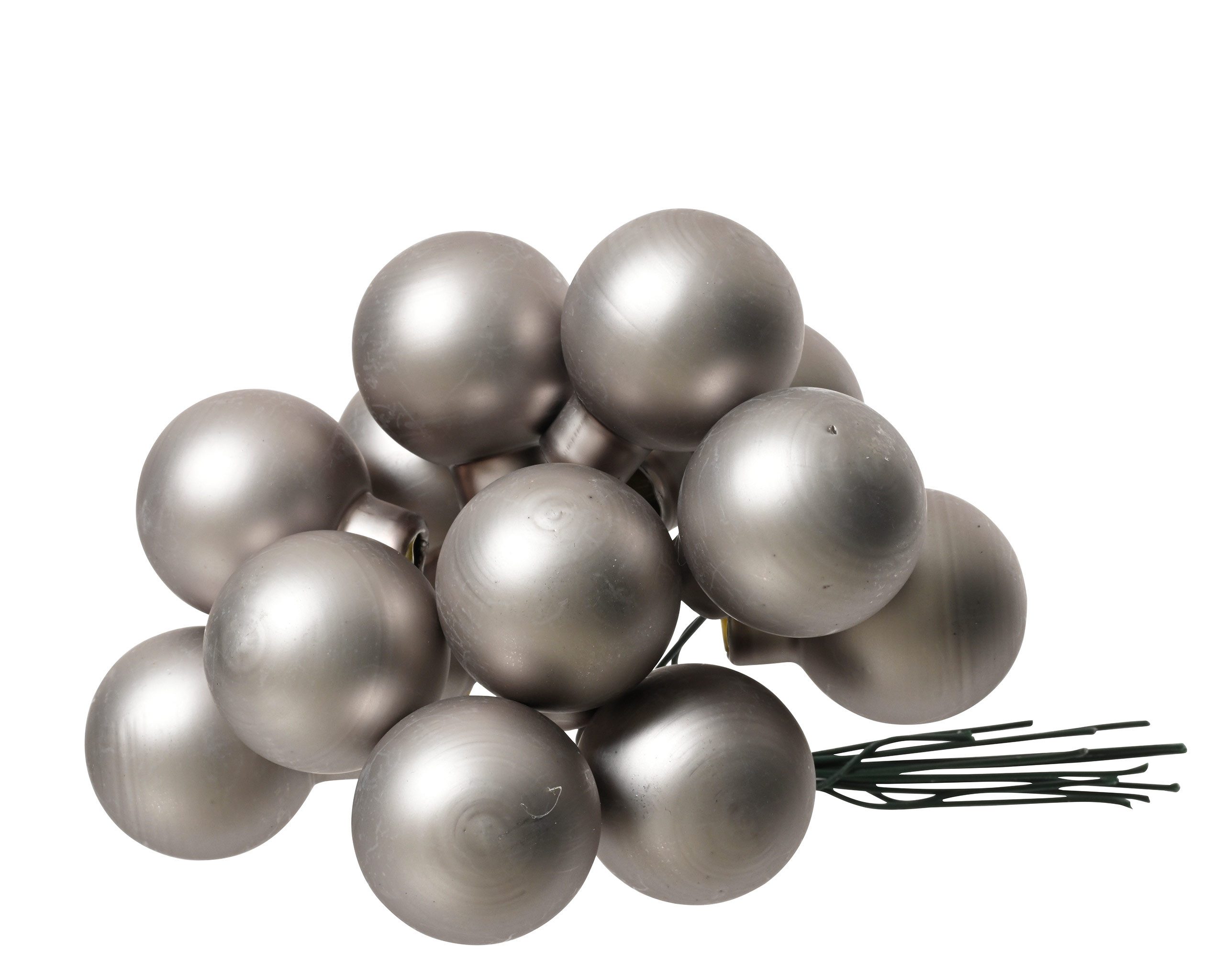 Kaemingk Weihnachtsbaumkugel, Weihnachtskugeln am Draht 2cm Glas 12 Stück - Zart Grau matt