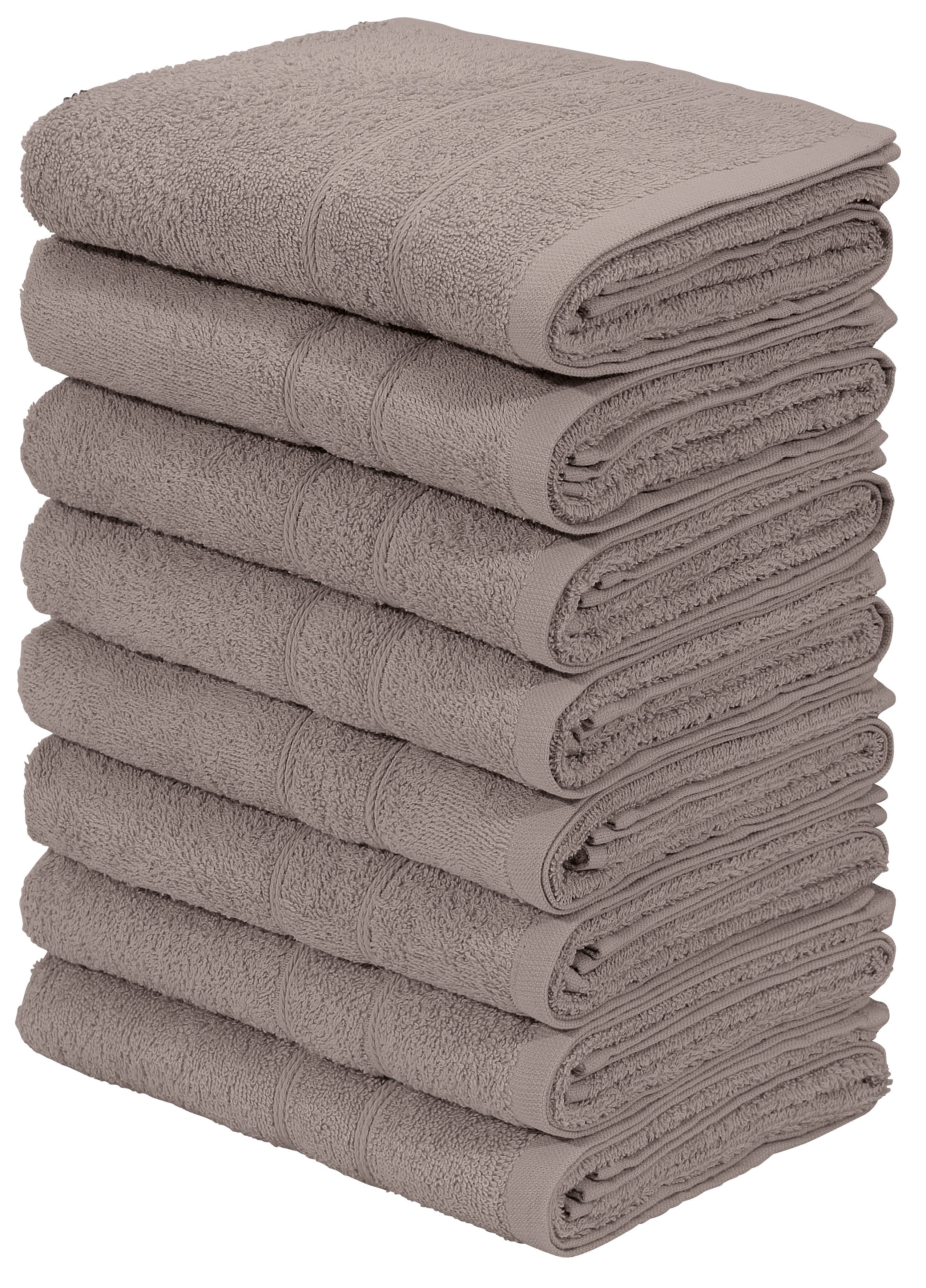 OTTO home Handtuch Set Inga, 8 tlg. Handtuch-Set 50x100cm, Walkfrottee (Set, 8-St), Handtücher mit feiner Bordüre, 100% Baumwolle, einfarbig, weich
