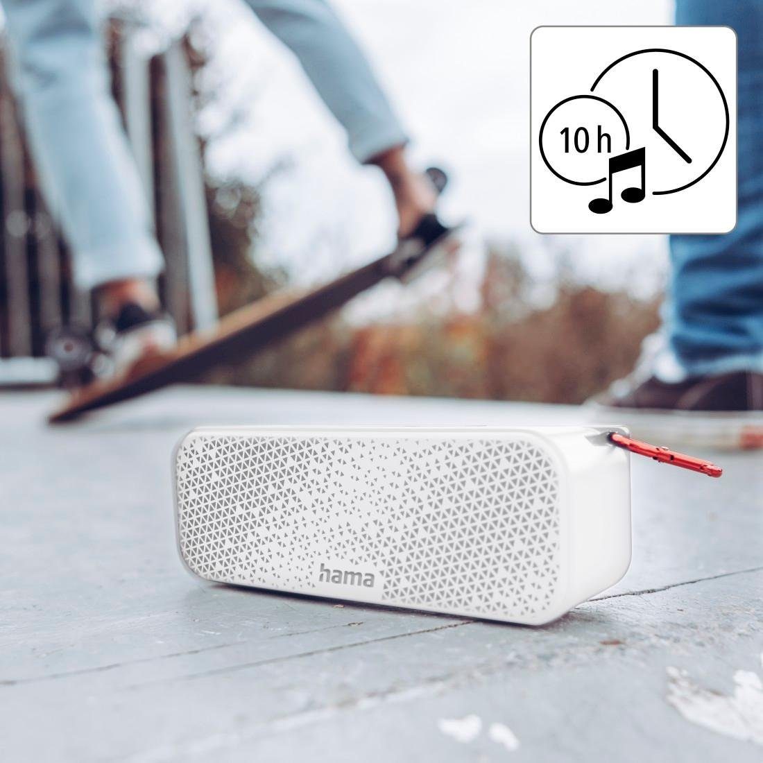 mit IPX4 8 weiß (Outdoor-Musikbox Bluetooth Tragbare Box, spritzwassergeschützt Hama W, Karabiner) Bluetooth-Lautsprecher