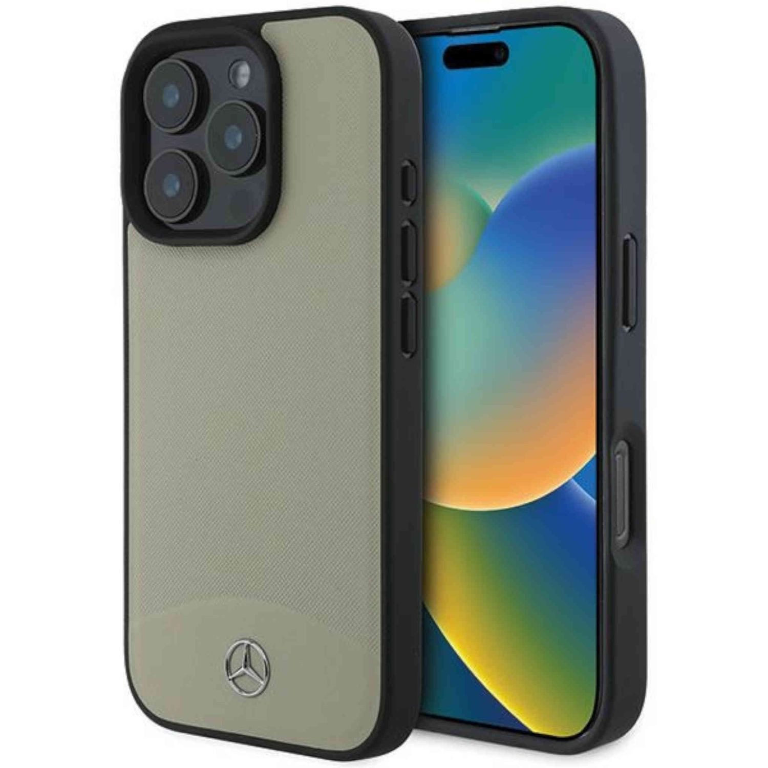 Mercedes Smartphone-Hülle Mercedes Apple iPhone 16 Pro Max Case Textured Plain Leather MagSafe