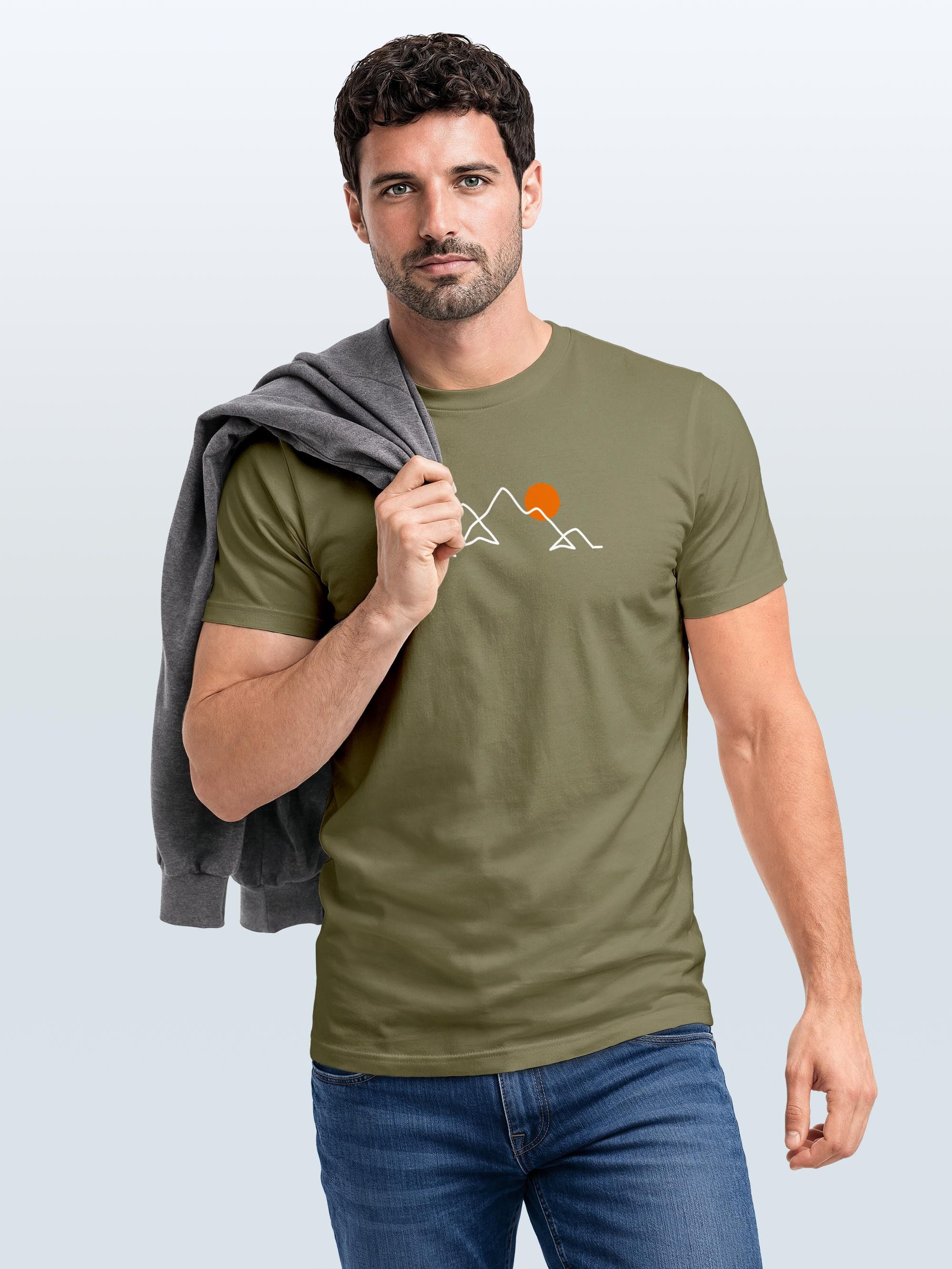 Neverless Print-Shirt Herren T-Shirt Frontprint Line-Art Berge Wandern Natur Outdoor mit Print – Bild 5 von 5