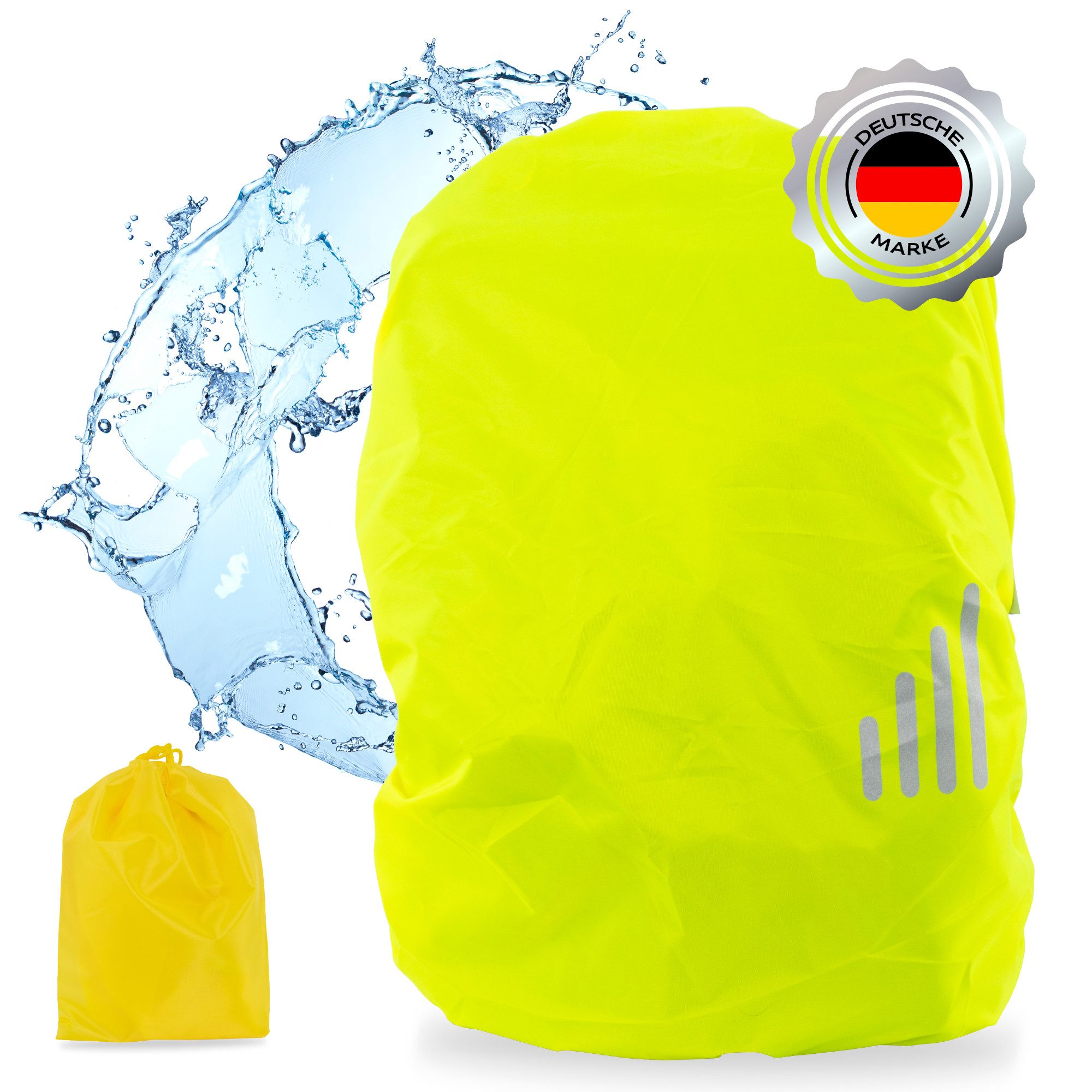 ECENCE Rucksack-Regenschutz 1x Regenschutz Rucksack 35-45L mit Gelb Überzug