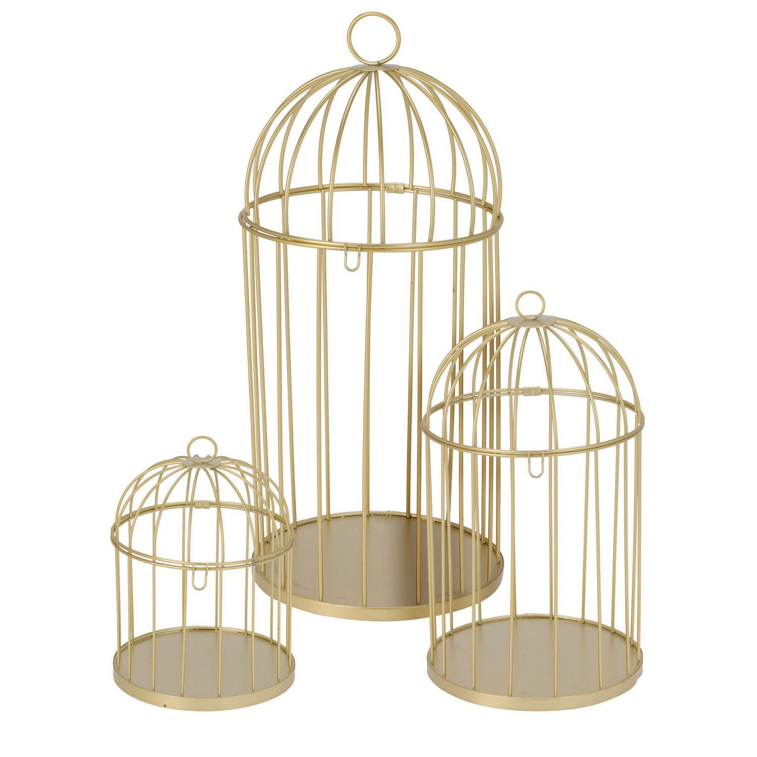 matrasa Dekoobjekt Deko Vogelkäfige im 3er Set – Metall Deko Käfig Gold Tischdeko (Set, 3-tlg), ideal für Weihnachten, Ostern, Hochzeit