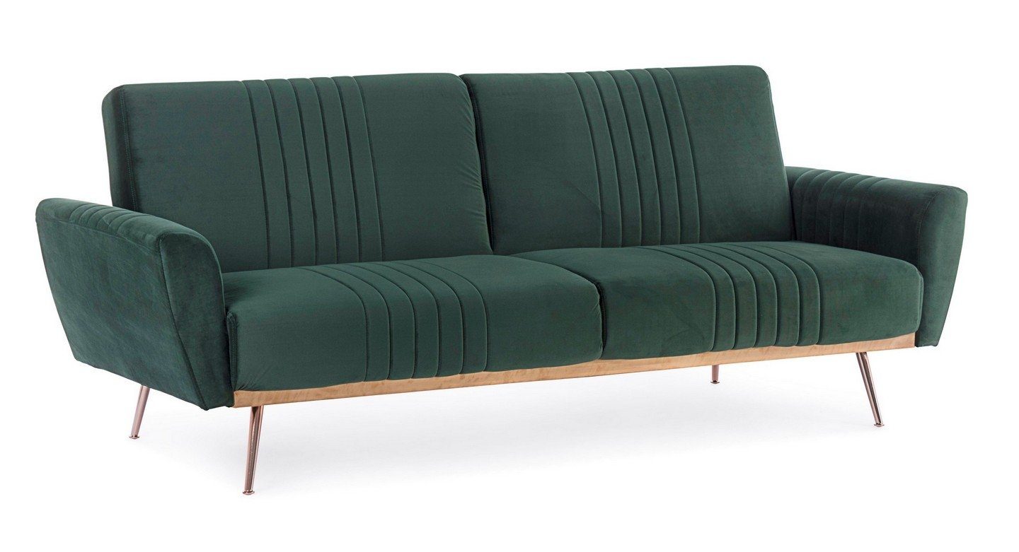 Samt Couch Sofa 210x45x85cm Polster Sofa Bettsofa Johnny Natur24 Dunkelgrün