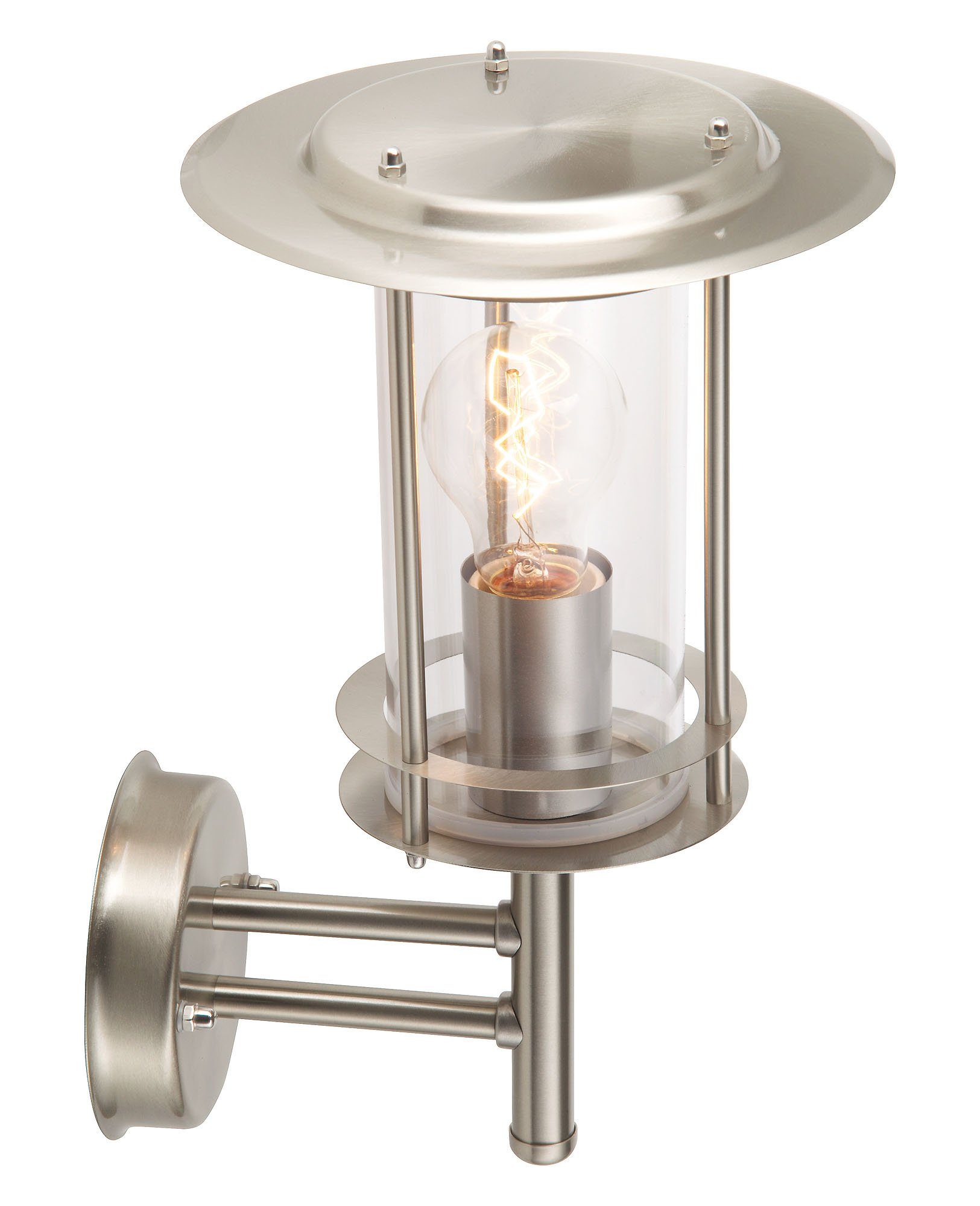 Brilliant Außen-Wandleuchte York, ohne Leuchtmittel, Außenwandlampe stehend edelstahl