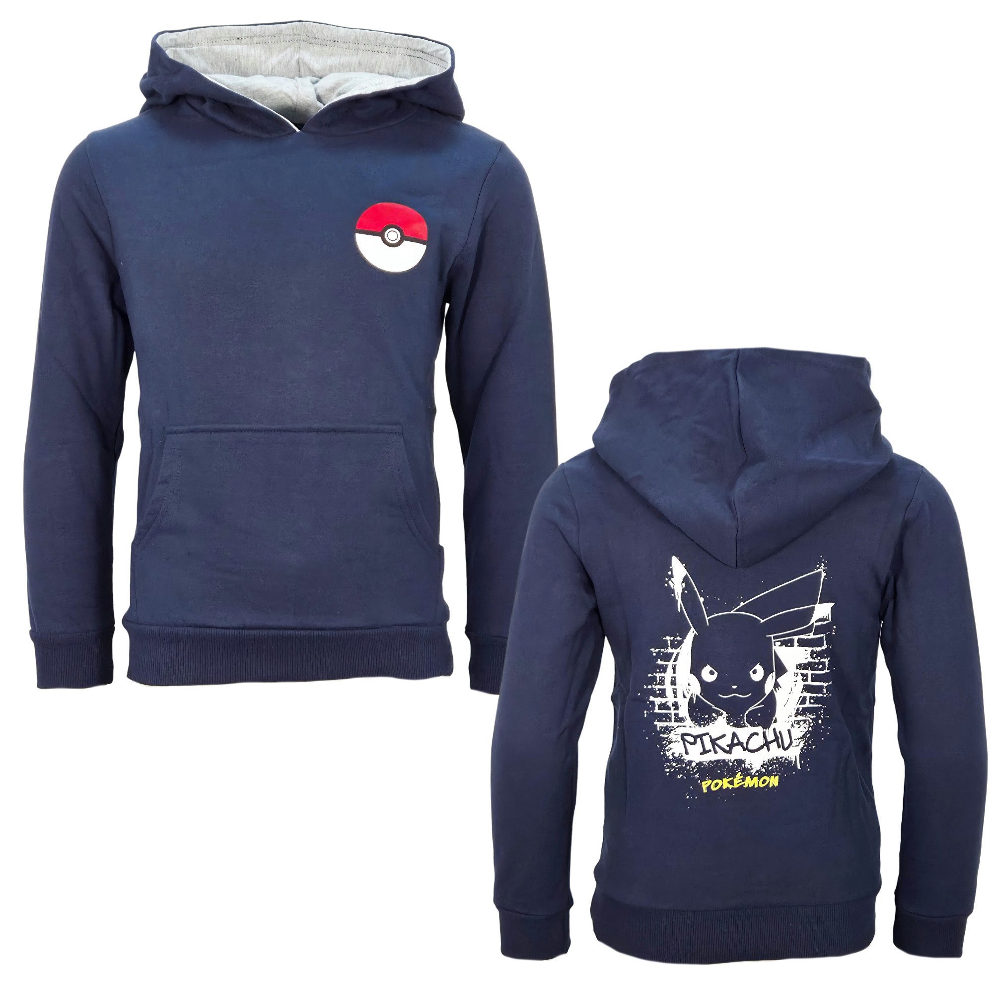 POKÉMON Kapuzenpullover Pokemon Pikachu Kinder Jungen Hoodie Pulli Kapuzenpullover Gr. 104 bis 152 - 100% Baumwolle