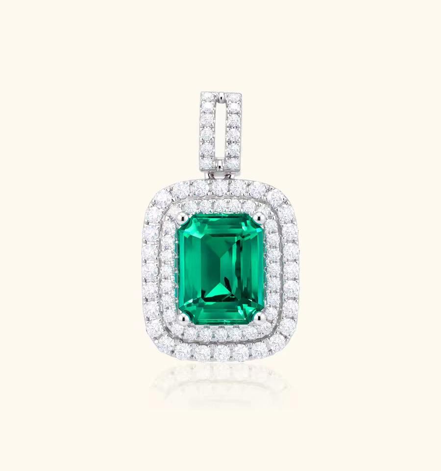 Jumpeak Kette mit Anhänger Anhänger Damen,Lab Grown Emerald Halskette,Diamant Anhänger,585 Gold, Geschenk für Frau,Geburtstag Geschenk,Jahrestag Geschenk,Weihnachten