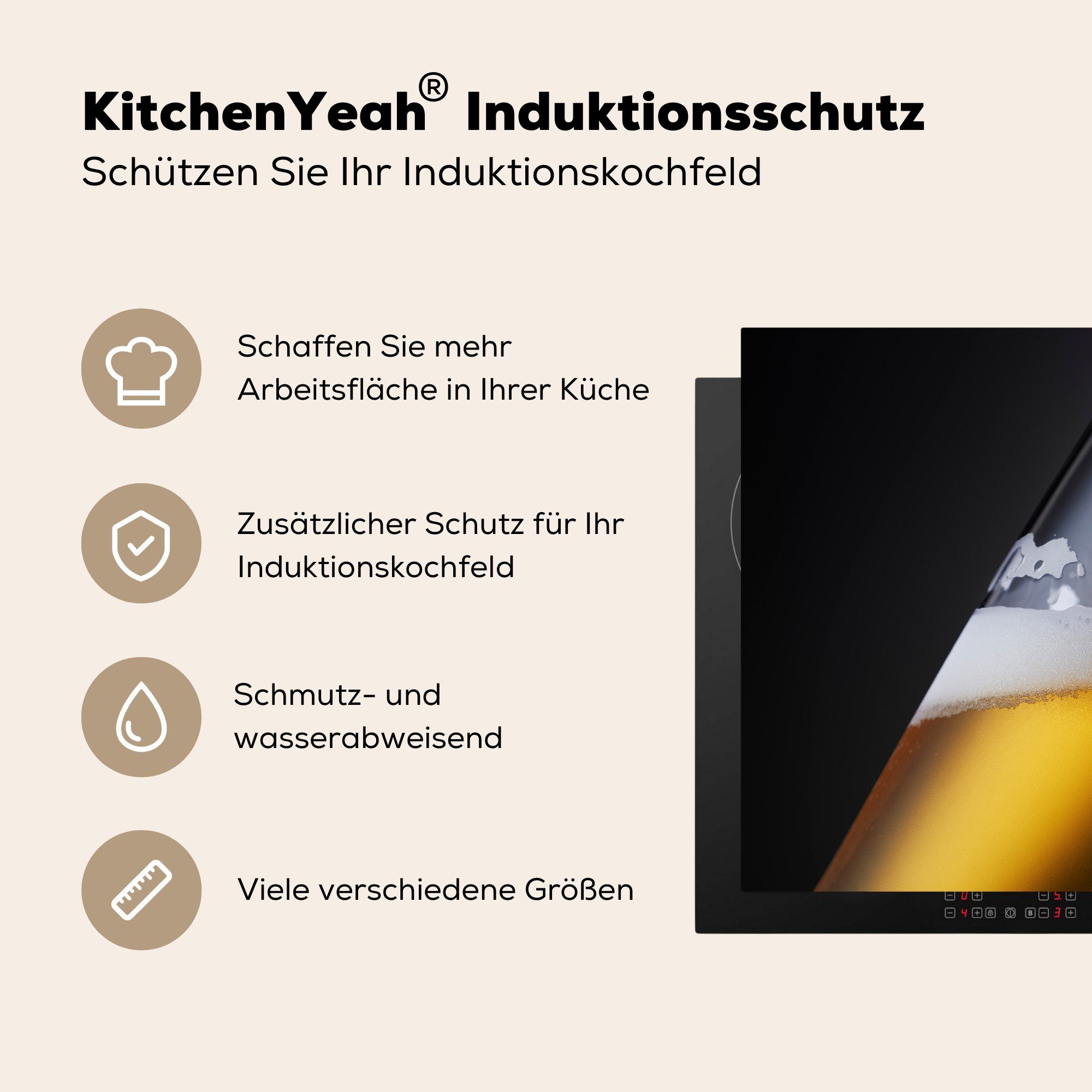 Vinyl, Ceranfeldabdeckung MuchoWow (1 81x52 Fass cm, vom dunklem Hintergrund, tlg), Induktionskochfeld Herdblende-/Abdeckplatte für auf die Schutz Bier küche,