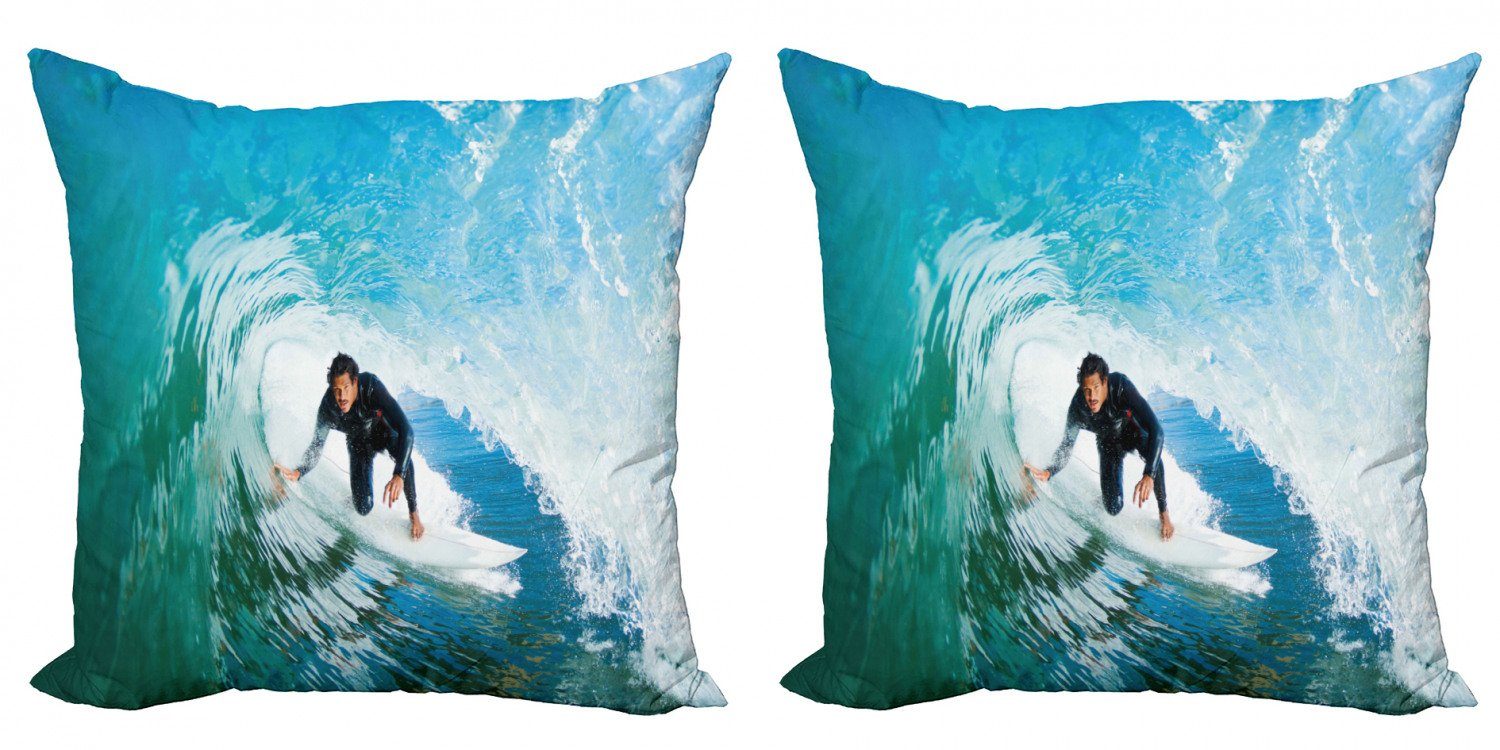 Kissenbezüge Modern Accent Doppelseitiger Digitaldruck, Abakuhaus (2 Stück), Reite die Welle Wave-Surfer Sport
