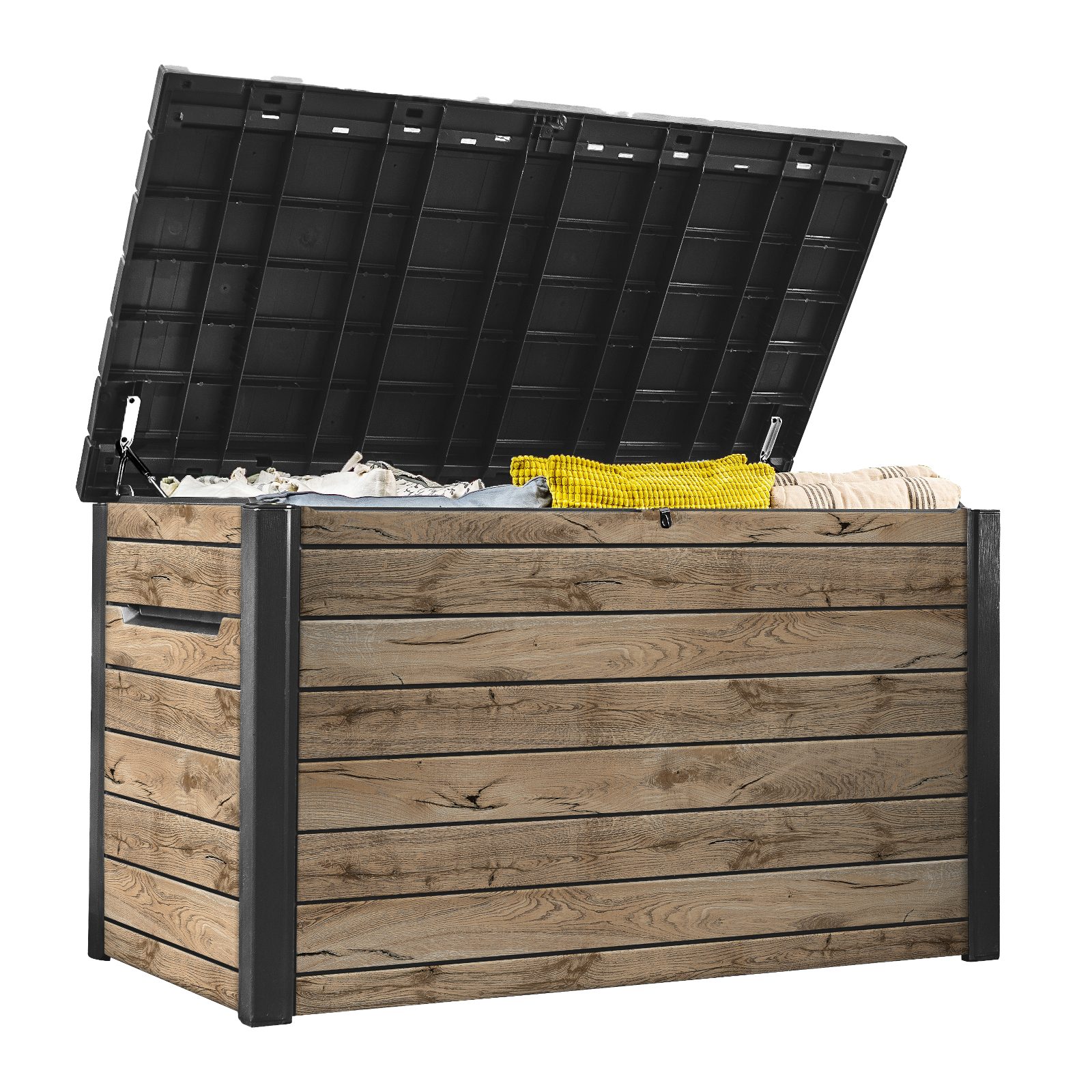 Keter Gartenbox "Ontario" 870L in Holzoptik 147x83x86 cm mit Gasdruckfedern
