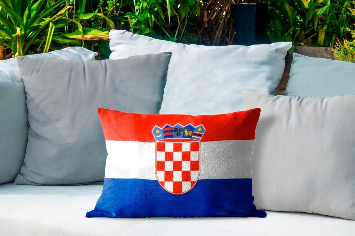 Dekokissenbezug, kroatischen Flagge, MuchoWow Outdoor-Dekorationskissen, Foto Dekokissen Polyester, Kissenhülle der
