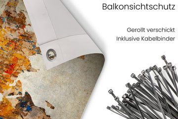 MuchoWow Balkonsichtschutz Weltkarte - Vintage - Abstrakt - Kinder - Jungen - Mädchen (1-St) Balkonbanner, Sichtschutz für den Balkon, Robustes und wetterfest