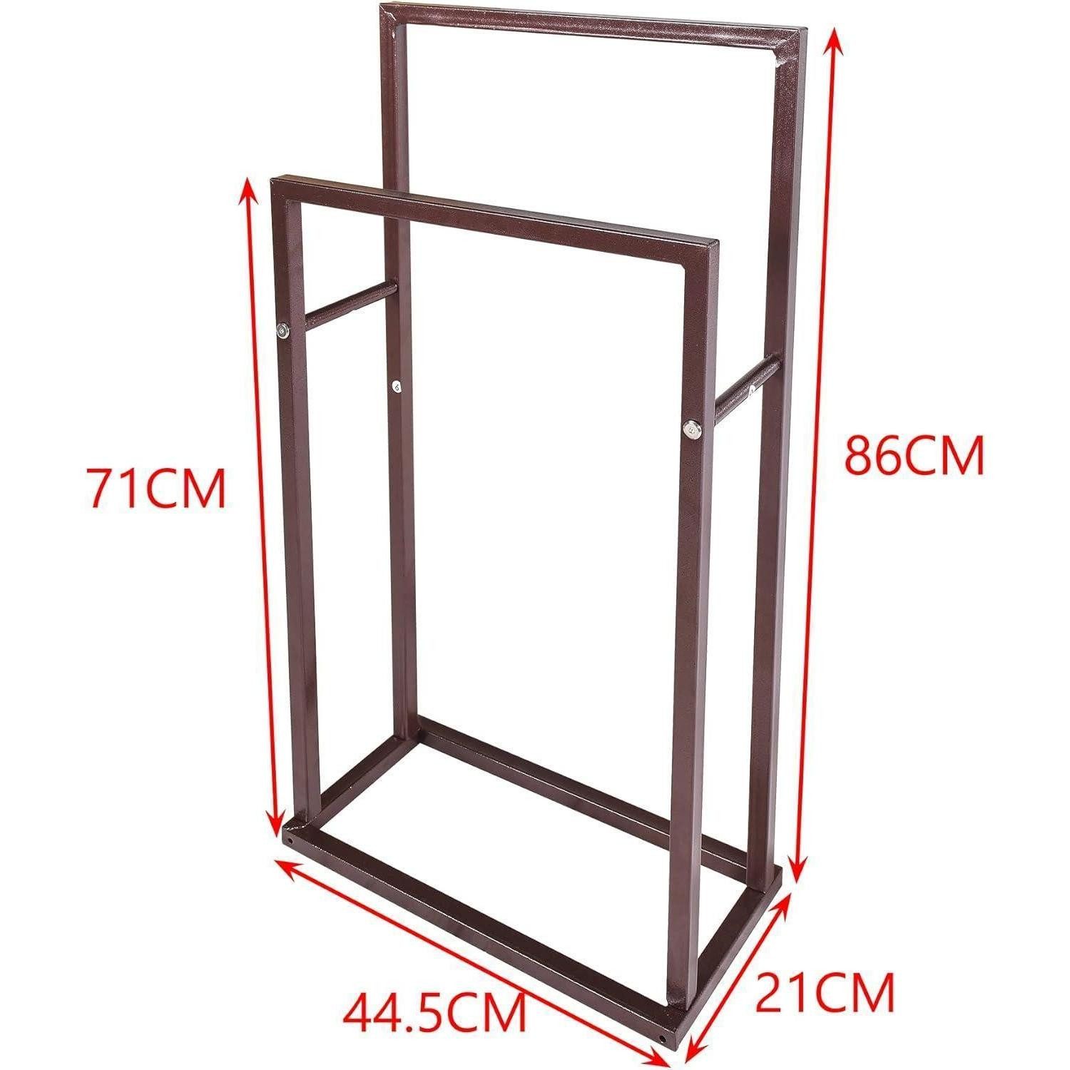 LuxusKollektion Handtuchständer Handtuchhalter 2 Etagen Chrom Metallleiter Antirost Two Tiers Braun