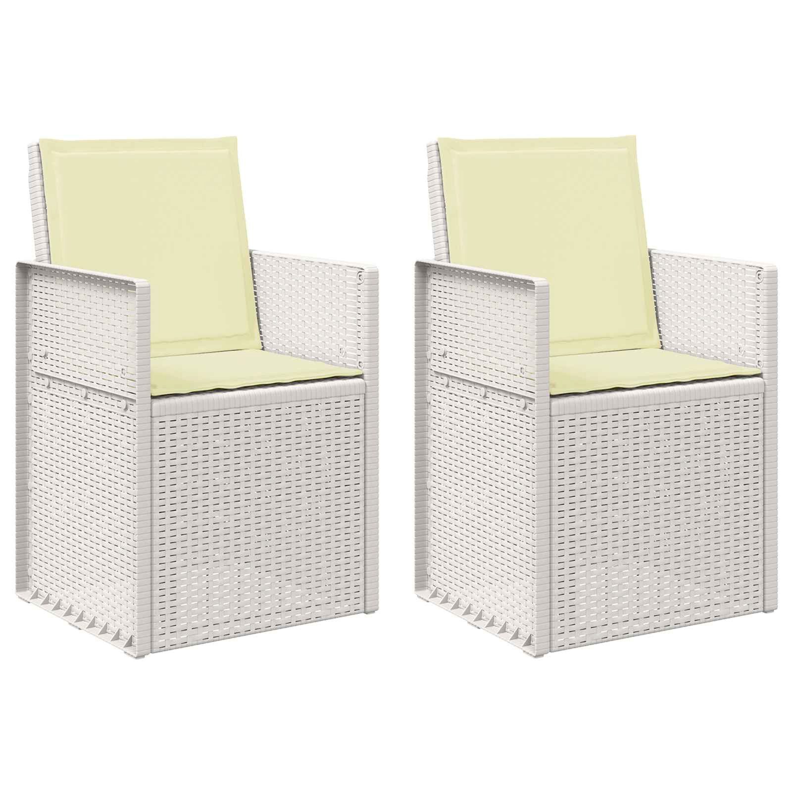 vidaXL Gartenstuhl Garten Esszimmerstühle 2 pcs Weiß und Creme PP (2 St)