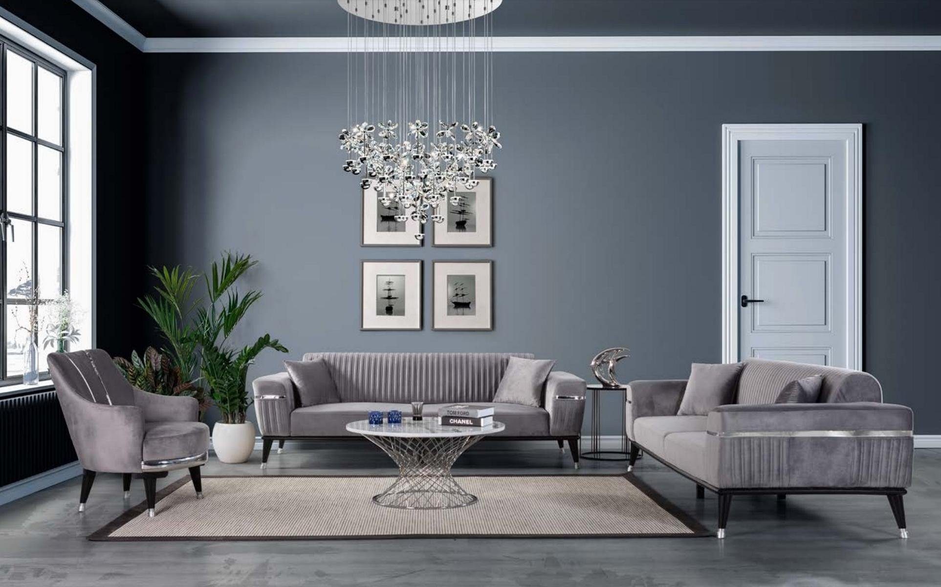 Möbel Textil Farbe Einsitzer Stoff JVmoebel Sessel Sessel, Sitzer Wohnzimmer Grau