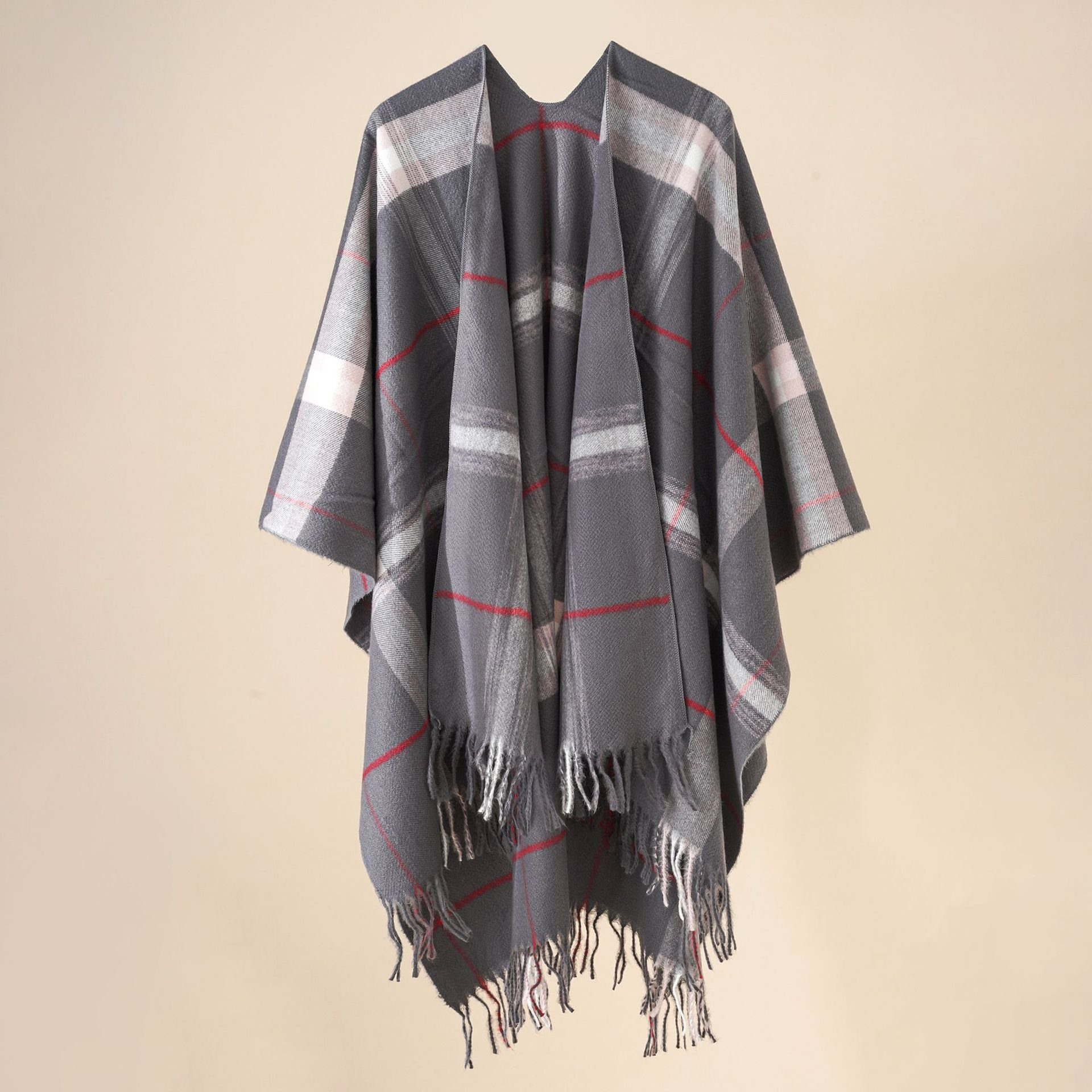 Damen Halstuch kuscheliger Damen Geschenk Winterschal Schal,Poncho XXL-Schal für Schal,XXL mit XDeer gray1 kleinen Fransen, Frauen in