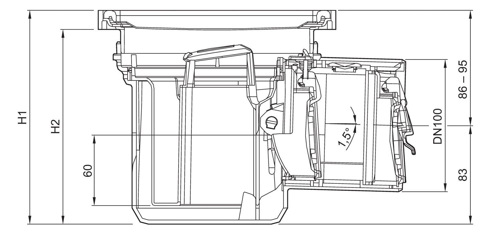 ACO Severin Ahlmann GmbH & Co. KG Haus- und Hofablauf DN100 Kellerablauf Junior mit Rost + Verlängerung, inkl. Rückstauverschluss, Schlammeimer und Geruchsverschluss
