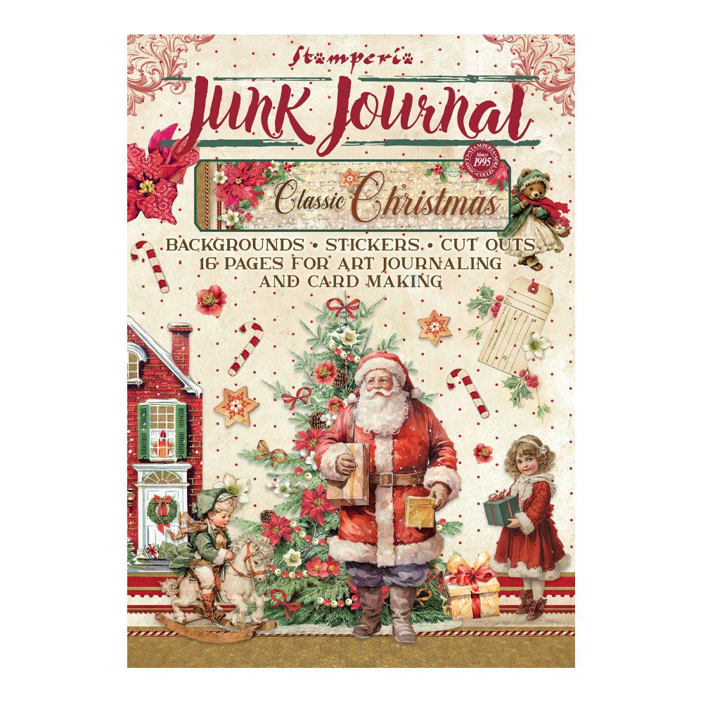 Stamperia Motivpapier Junk Journal Book Classic Christmas, 16 Blatt
