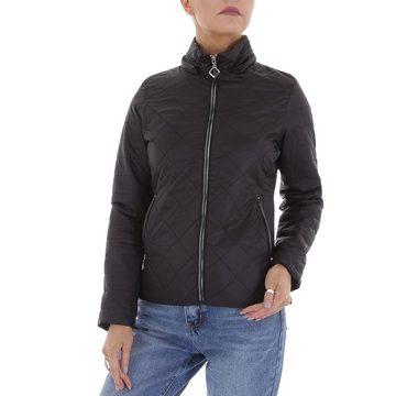 Ital-Design Steppjacke Damen Freizeit Kapuze (abnehmbar) Leicht gefüttert Übergangsjack in Schwarz