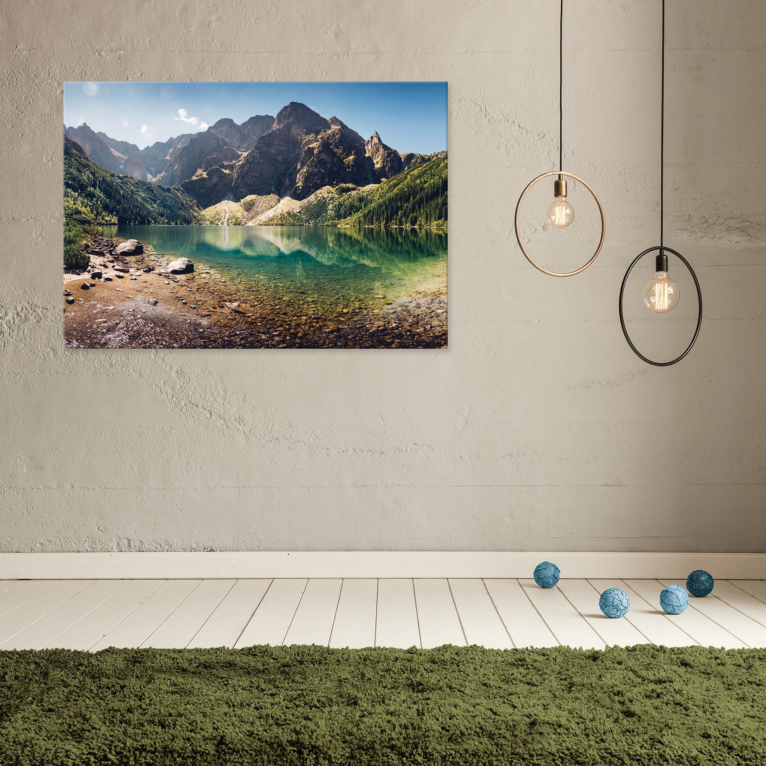 See Kunst (Einteilig), Modern, Leinwandbild Natur Landschaft Leinwandbilder Berge Wallarena XXL Wandbild Aufhängefertig Berge